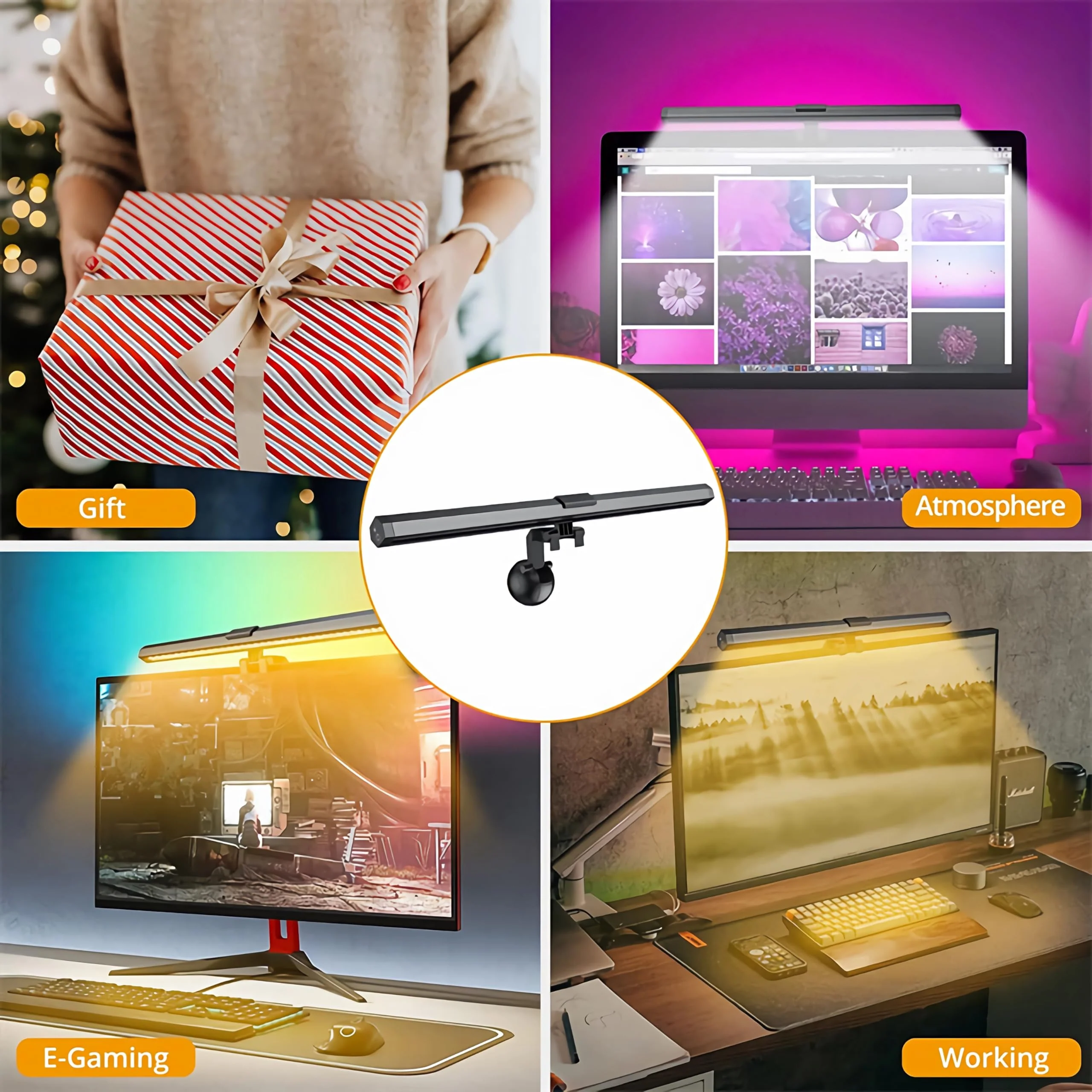 CATPOWER Computer Monitor Light Bar with RGB Backlight, Screen Monitor Lamp for Eye Caring, e-Reading LED Task Lamp with Stepless Adjustment, Touch Control, No Screen Glare Space Saving RGB Monitor Light Bar - Image 7