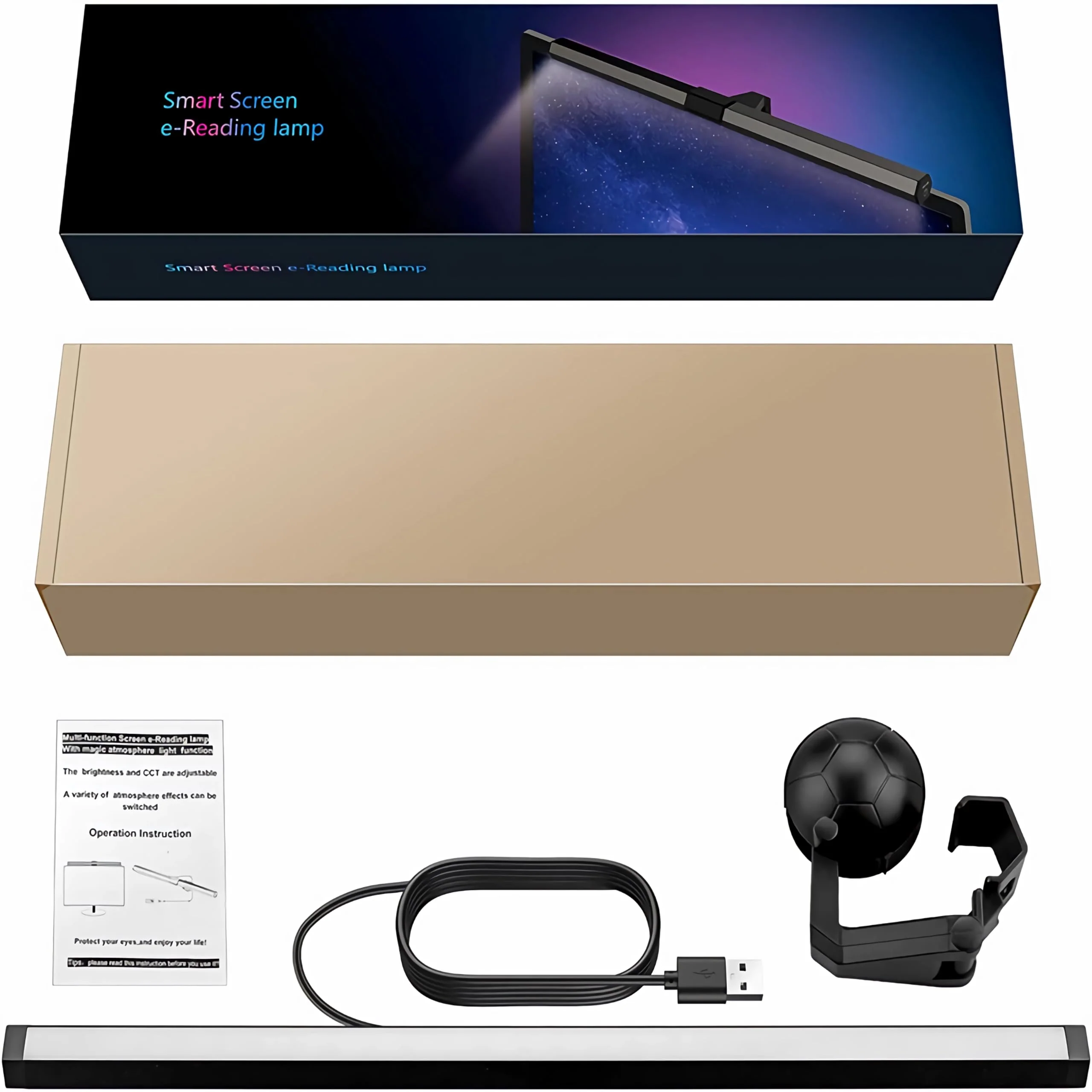 CATPOWER Computer Monitor Light Bar with RGB Backlight, Screen Monitor Lamp for Eye Caring, e-Reading LED Task Lamp with Stepless Adjustment, Touch Control, No Screen Glare Space Saving RGB Monitor Light Bar - Image 8