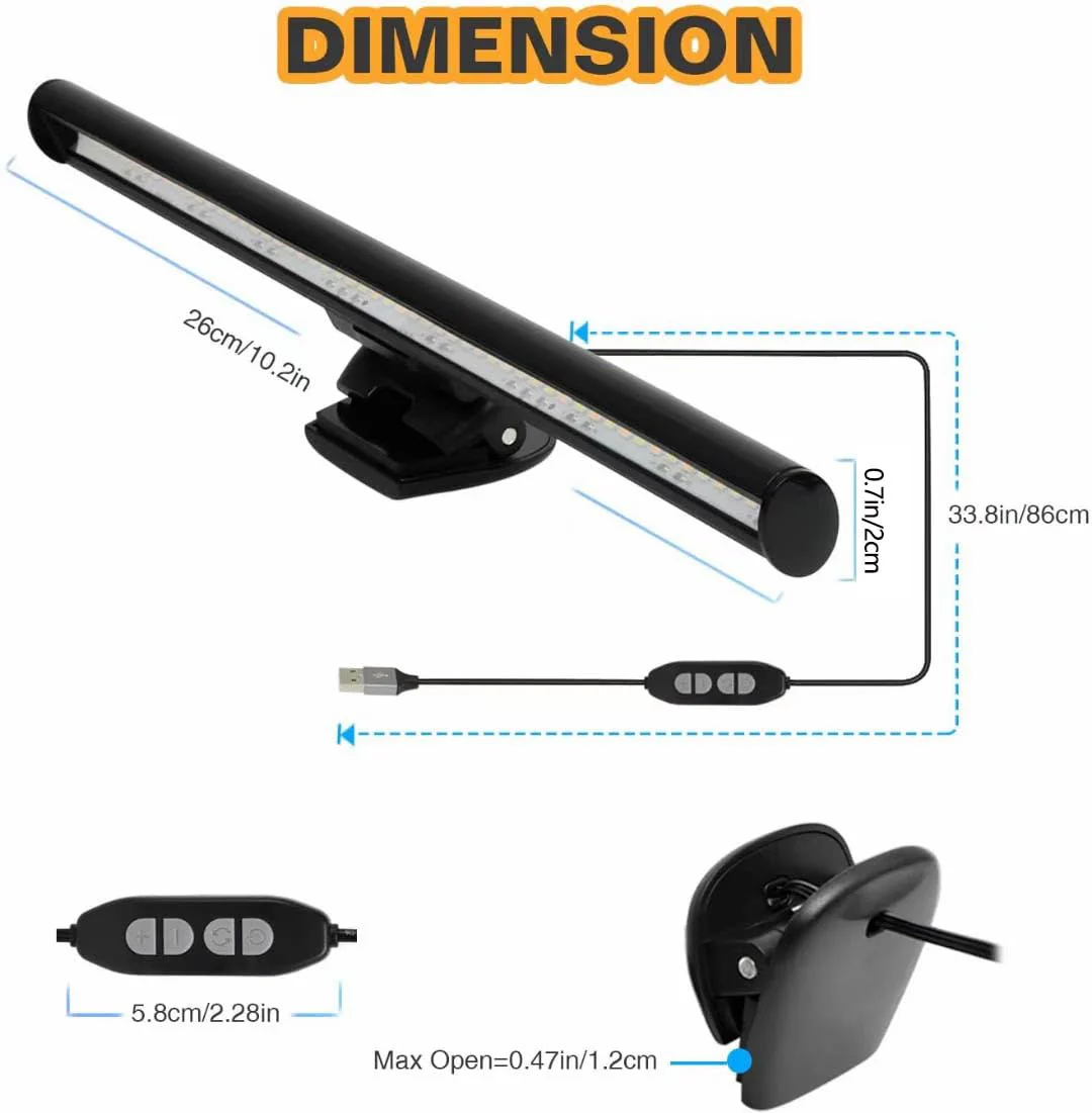 CATPOWER Portable Laptop Monitor Light Bar with USB Connection, e-Reading LED Task Lamp, 3 Color Temperature Settings, 10 Levels of Brightness Adjustment, No Glare on The Screen, Saves Space - Image 2