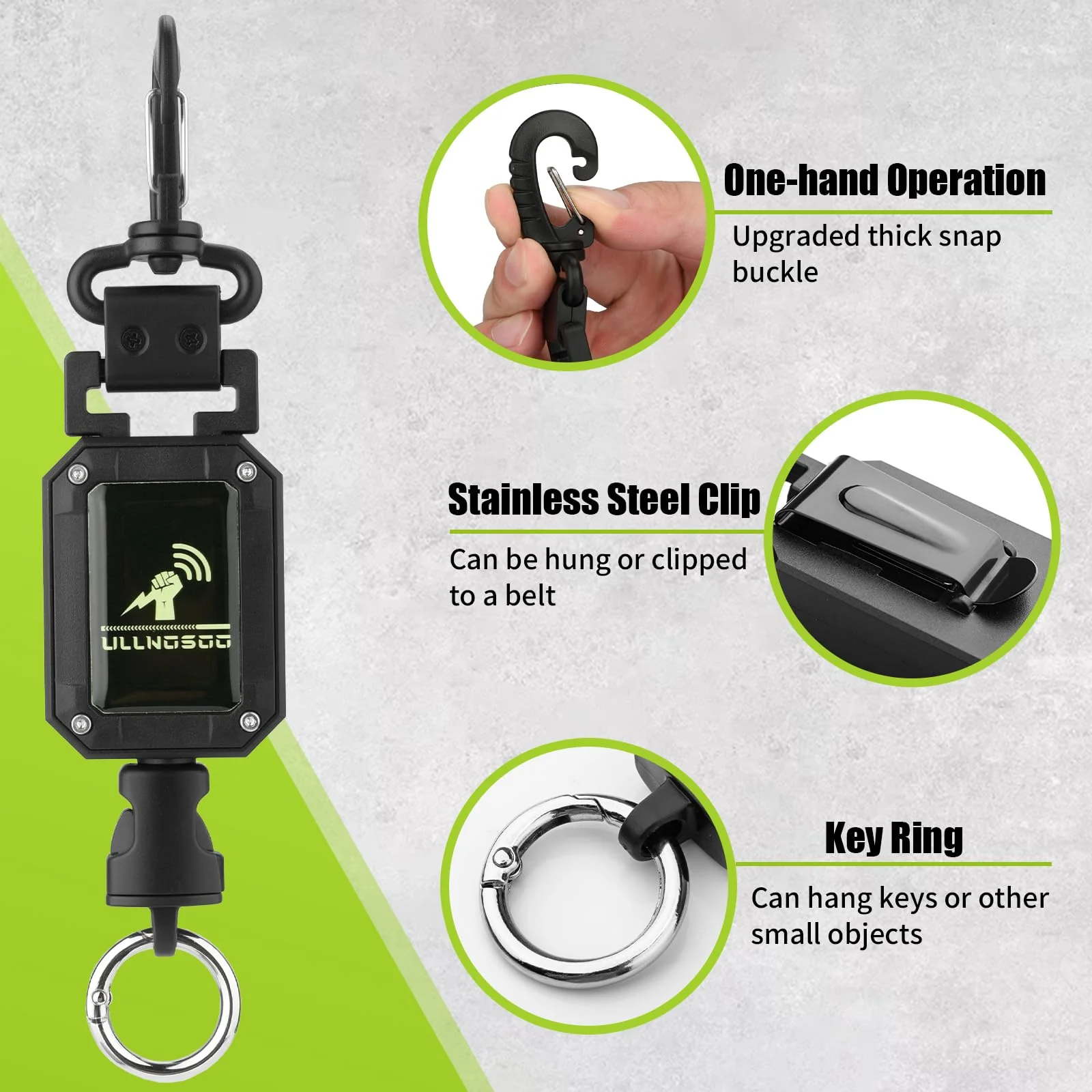 CB Mic Holder, 2Pcs Retractable Luminous Material 360° Rotatable Microphone Hanger Keeper CB Radio Accessory, Heavy-Duty Tether 32" Stainless Steel Cord with Adjustable Mount Kit for Night Driving 2 - Image 5