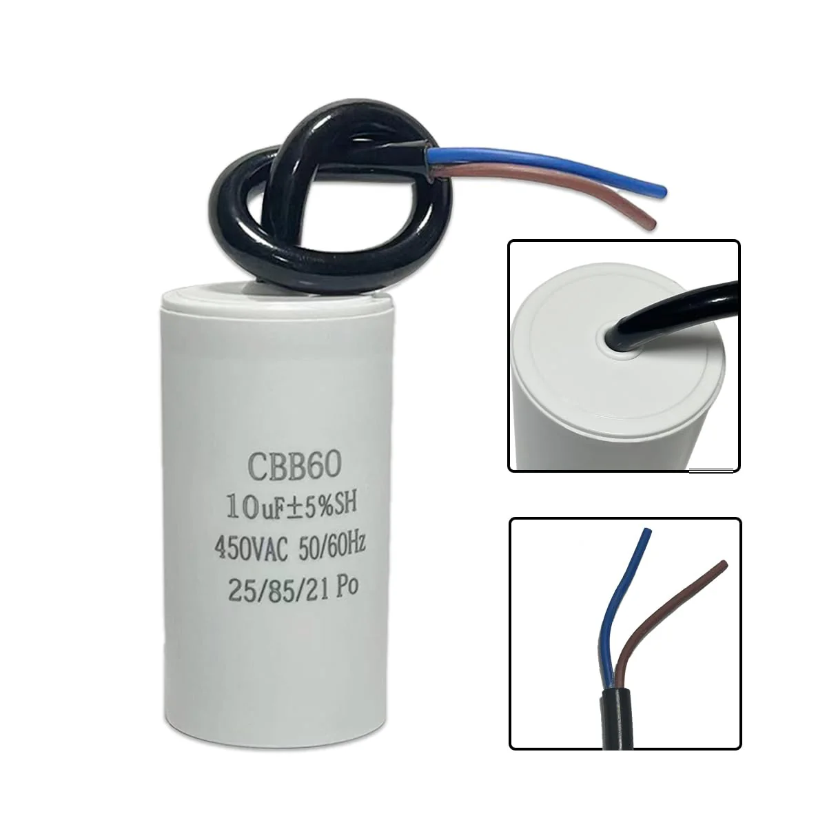 CBB60 450V 10uf 50/60HZ Starting Capacitor, Motor Operation Capacitor, ANGEEK Motor Capacitor, Suppression Capacitor, Engine Start Capacitor, Microfarad Capacitor with Wire - Image 4
