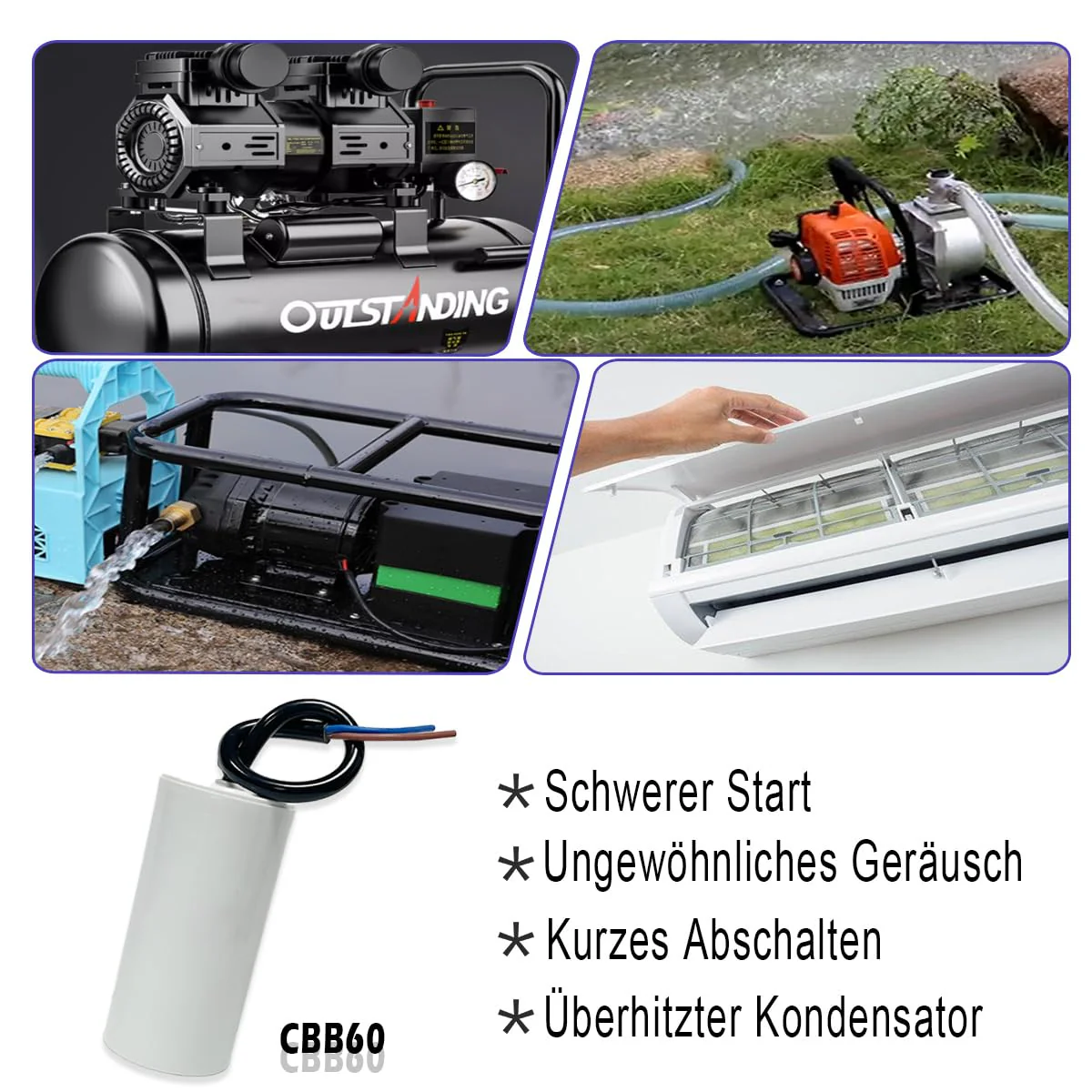 CBB60 450V 10uf 50/60HZ Starting Capacitor, Motor Operation Capacitor, ANGEEK Motor Capacitor, Suppression Capacitor, Engine Start Capacitor, Microfarad Capacitor with Wire - Image 6