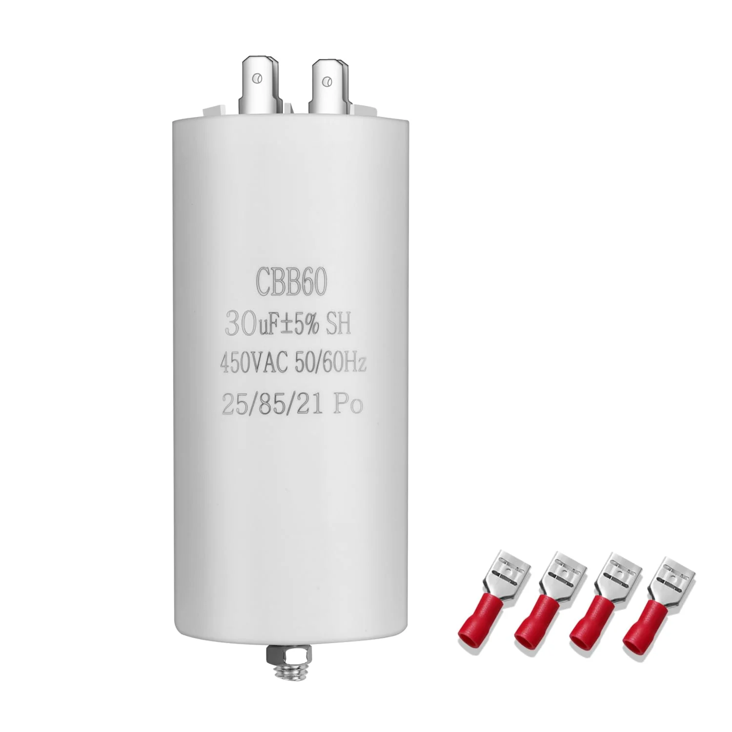 CBB60 450V 30UF 50/60HZ Capacitor, Plug-In Capacitor, Starter Capacitor, Motor Capacitor, Suitable for Pumps, Lawnmowers and Other Electrical Devices (Four Connections)