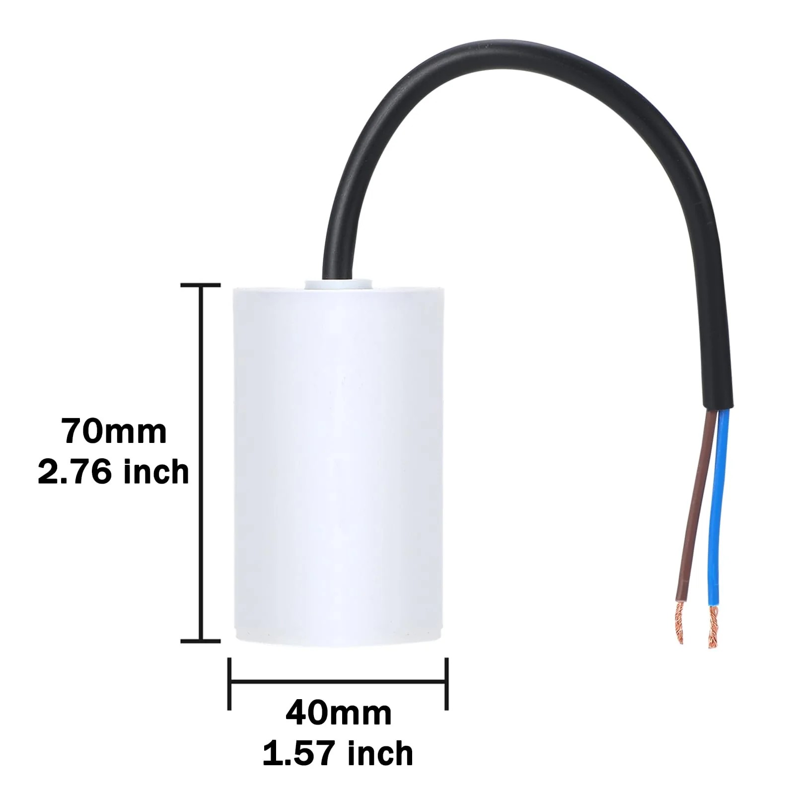 CBB60 Capacitor 12.5uF 450V AC Run Capacitors 450VAC 12.5 µF 12.5MFD SH Start Motor Capacitor 50/60Hz ±5% 40x70MM with Wire for Air Compressor - Image 2