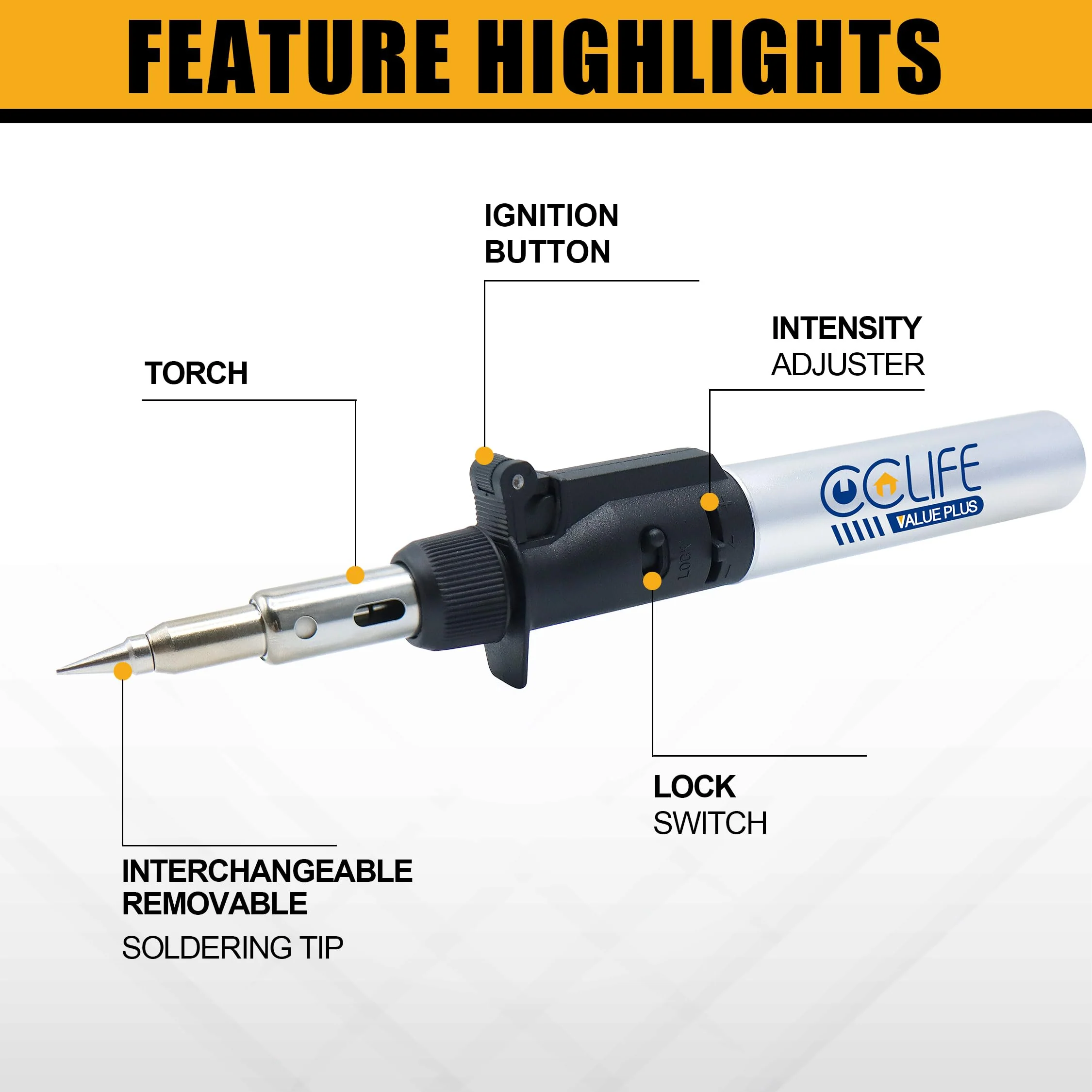 CCLIFE Soldering Iron Set Gas Soldering Iron 13 Butane Soldering Iron with Flux Soldering Wire Soldering Set for Soldering, Hot Cutting, Welding, Pyrography, Wood Engraving, Jewellery Making (Upgrade) Gas soldering iron (upgrade) - Image 3