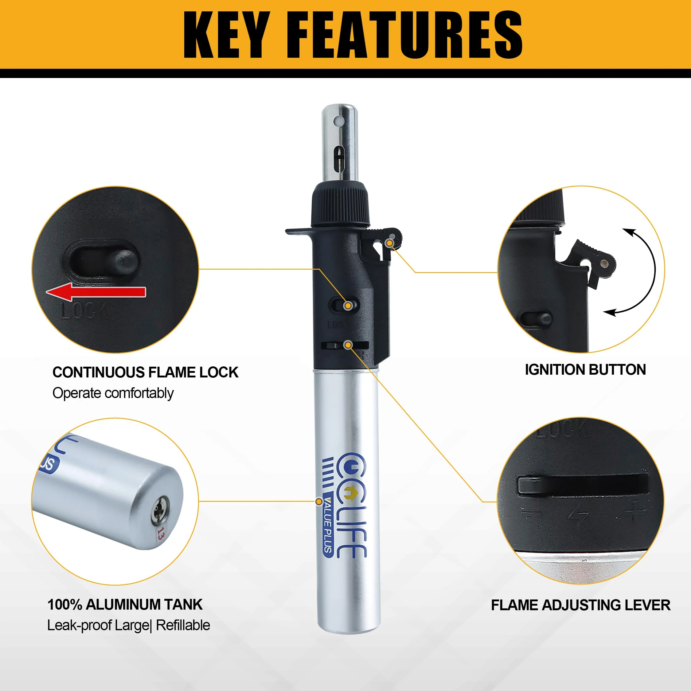 CCLIFE Soldering Iron Set Gas Soldering Iron 13 Butane Soldering Iron with Flux Soldering Wire Soldering Set for Soldering, Hot Cutting, Welding, Pyrography, Wood Engraving, Jewellery Making (Upgrade) Gas soldering iron (upgrade) - Image 4