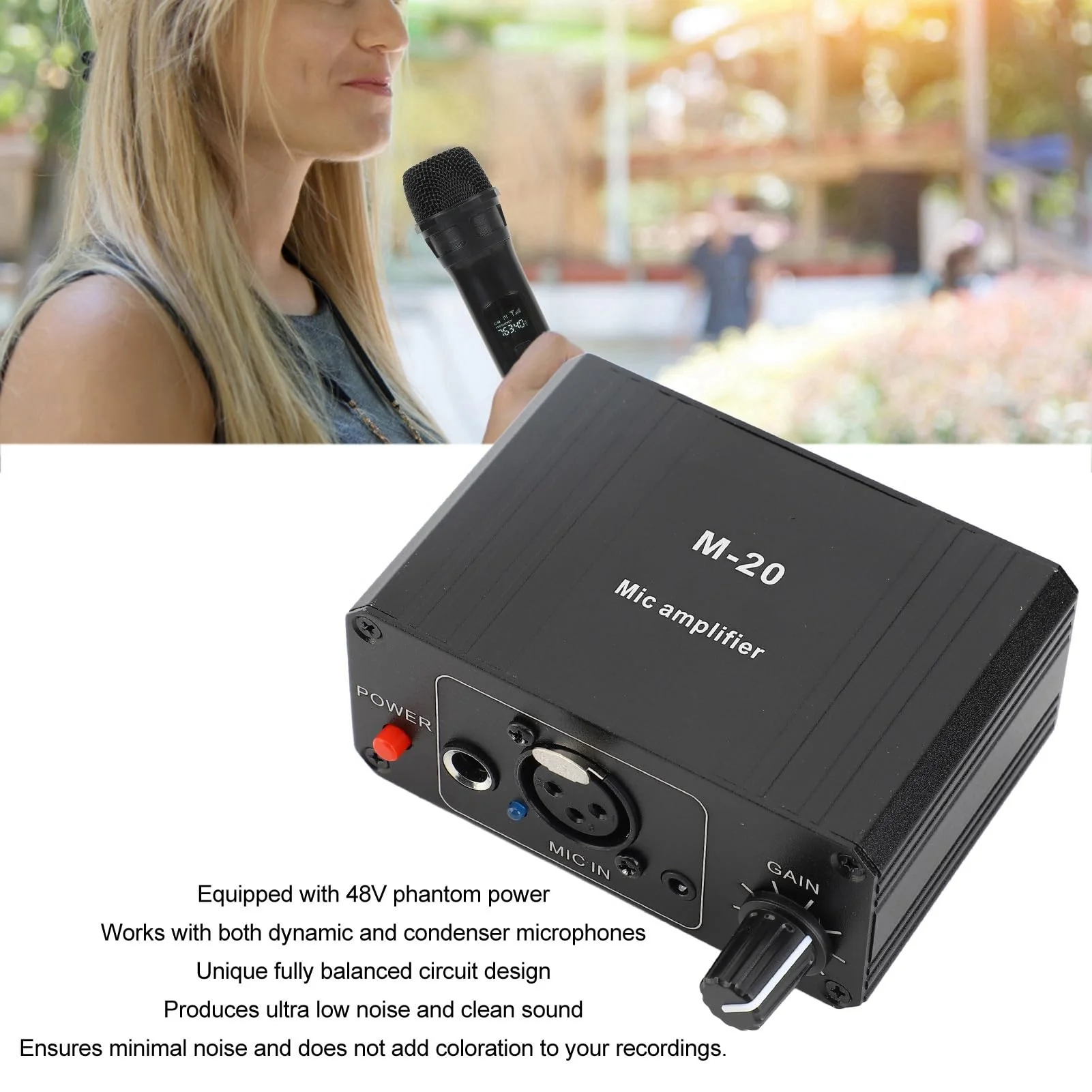 CCYLEZ Mic Preamp, 48V Power, Low Noise, XLR Output, Black, 1 Pack, Mic Preamplifier, XLR, TRS - Image 7
