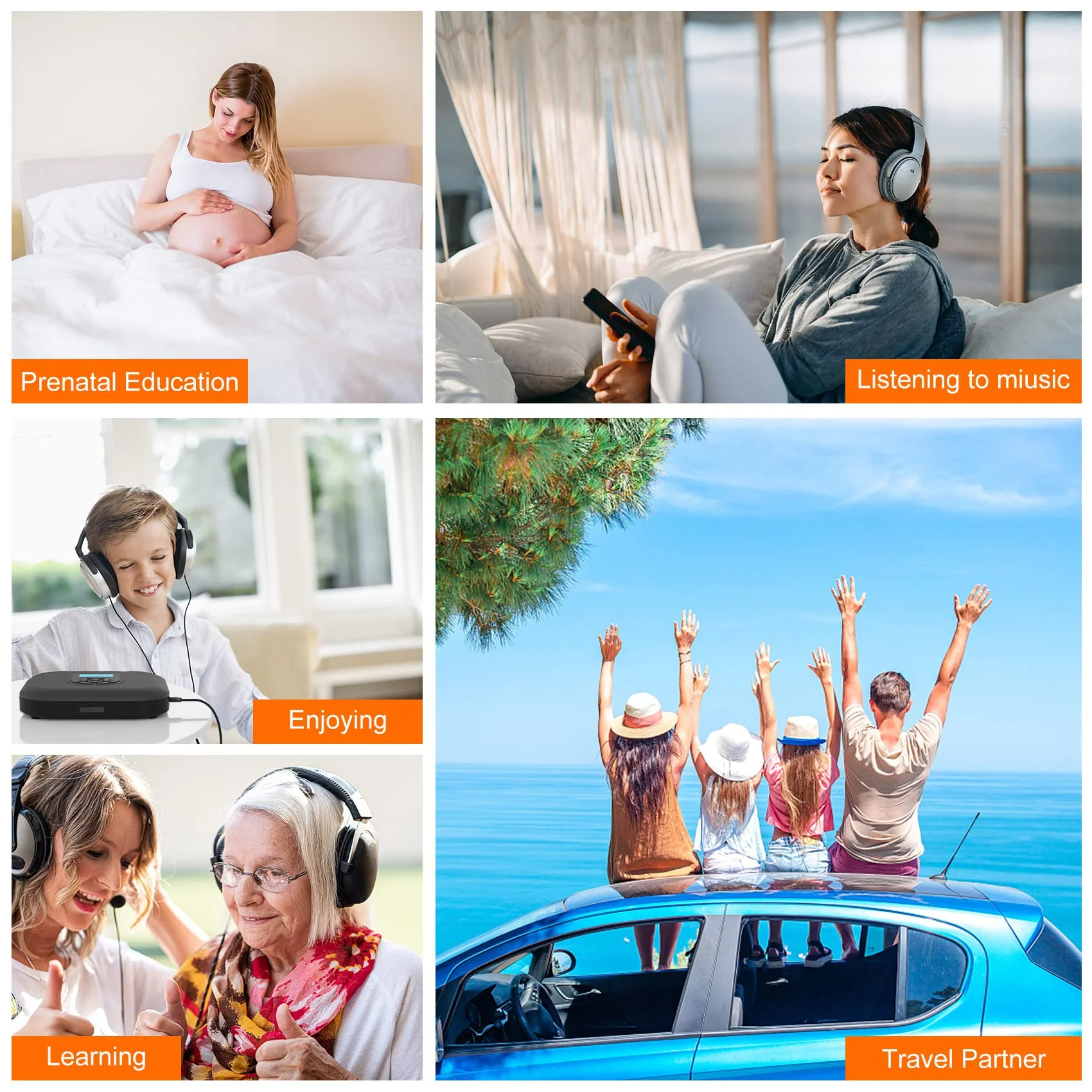 CD Player Portable, MONODEAL Bluetooth CD Player with Speakers and FM Transmitter, Rechargeable 1800mAh CD Player for Car and Home with LED Screen - Image 8