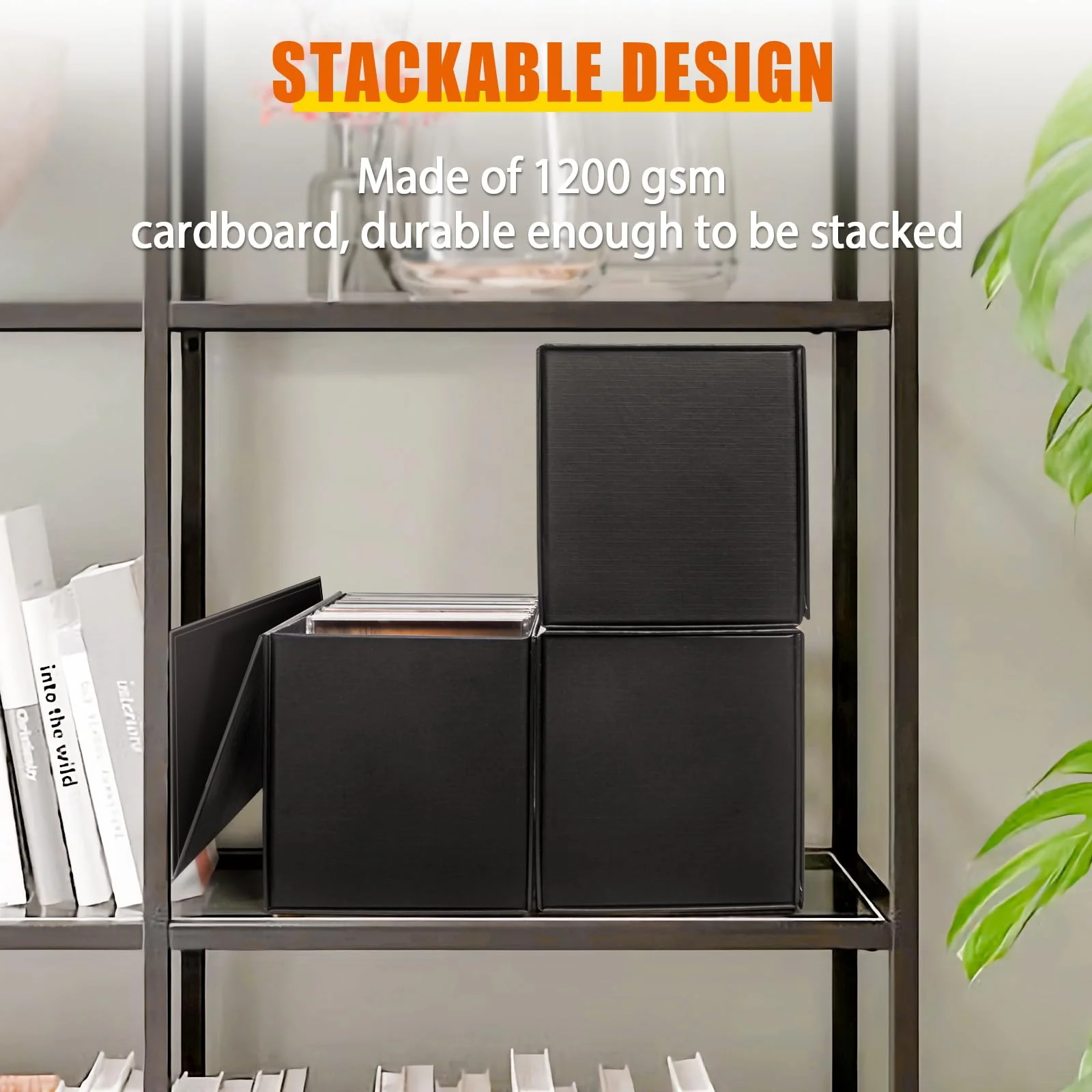 CD Storage Box, DVD Storage Box- Durable 5.2 x 5.75 x 12 Inch Disc Holders with Lids, Store up to 30 CDs- Black 1 PACK - Image 5