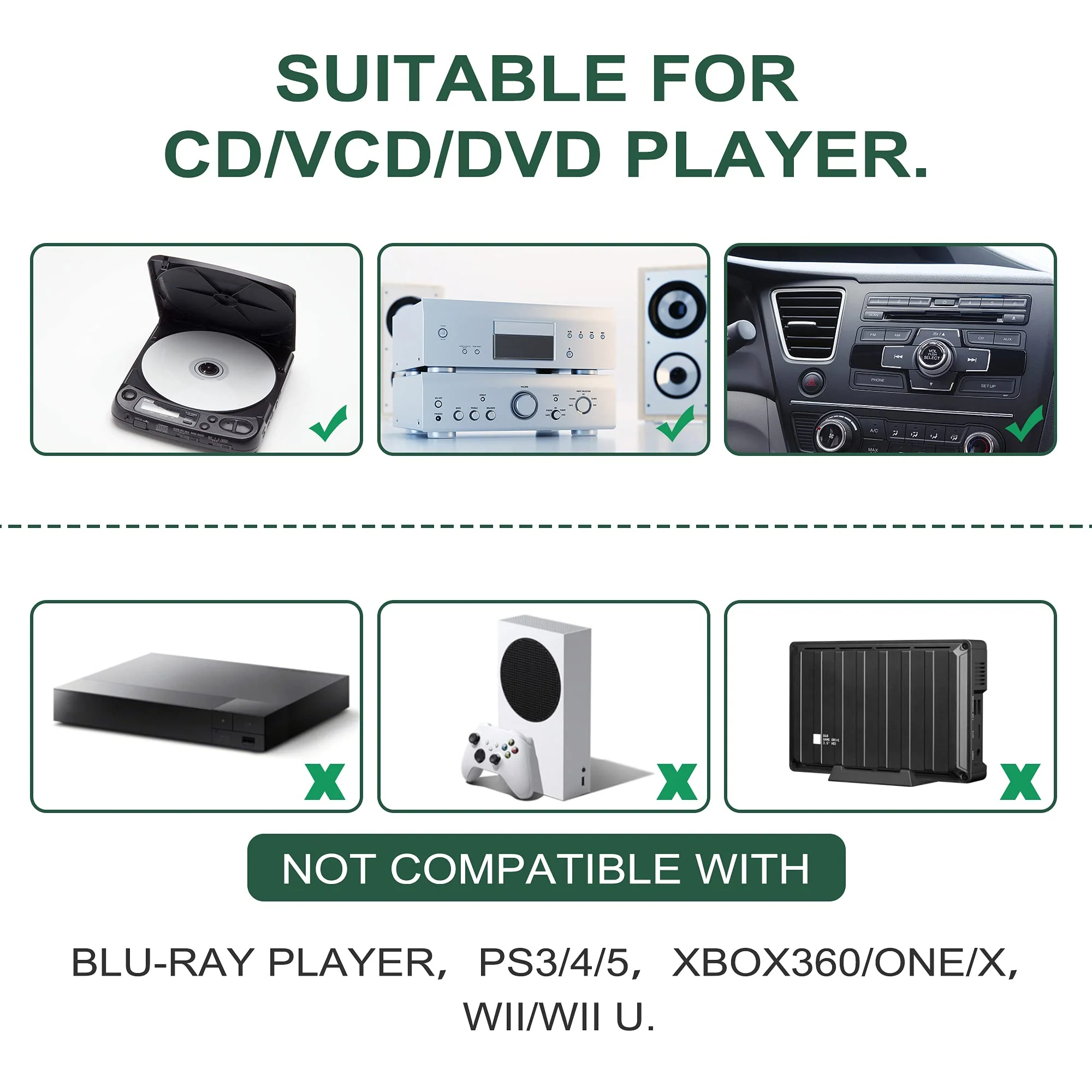 CD/VCD/DVD Player Cleaner Kit, Laser Lens Cleaning Disc with Double Brush Cleaning System, Set 2 - Image 5