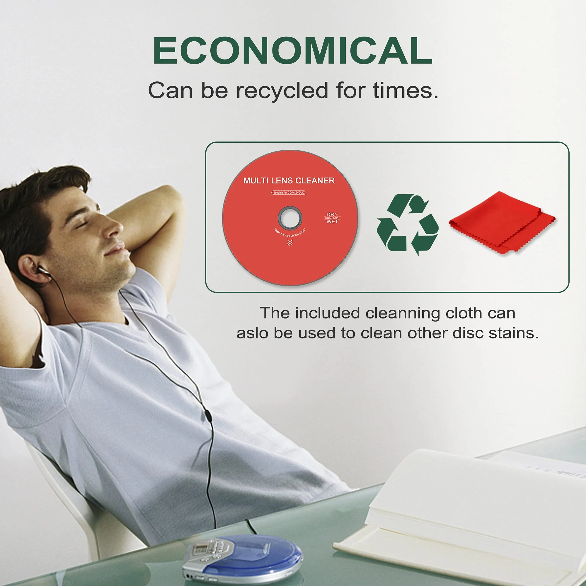 CD/VCD/DVD Player Cleaner Kit, Laser Lens Cleaning Disc with Double Brush Cleaning System, Set 2 - Image 7
