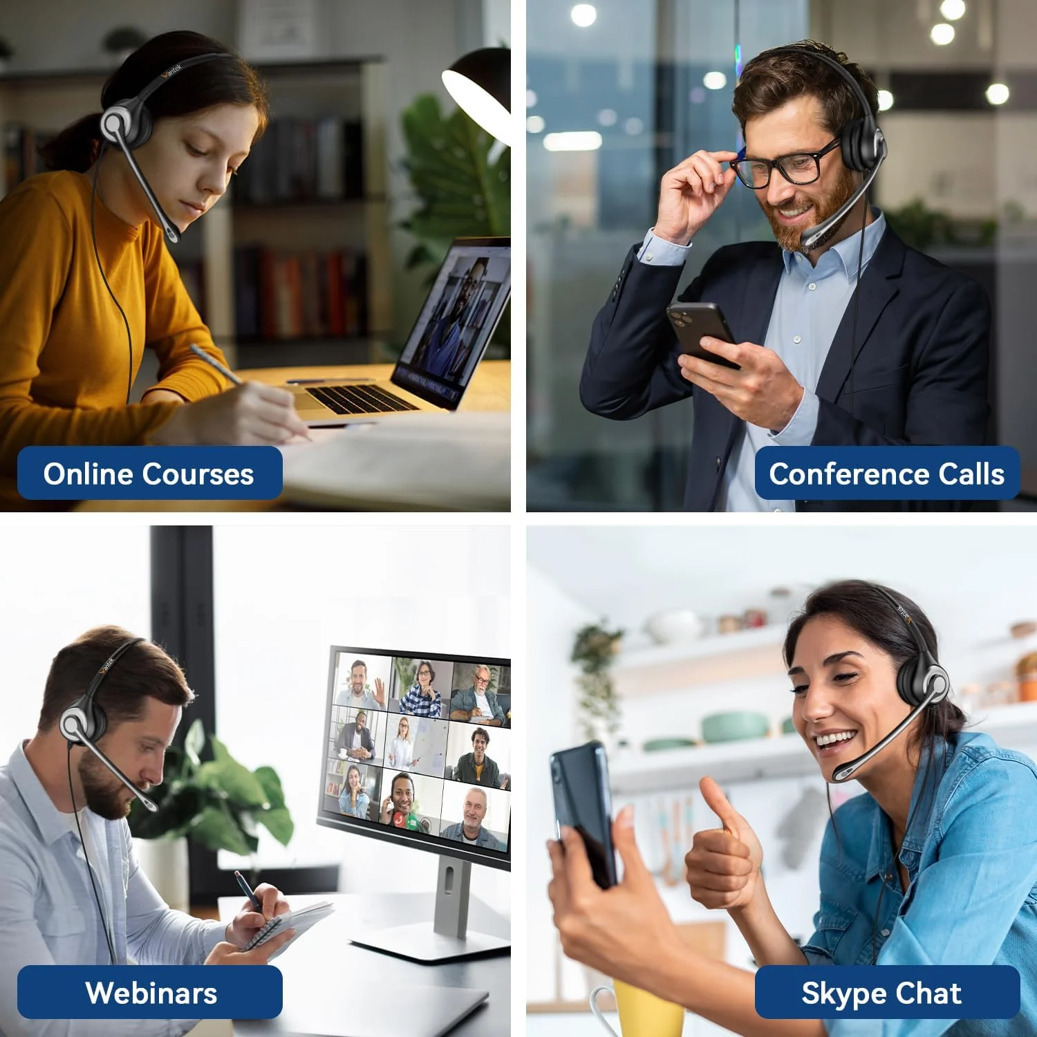 Cell Phone Headset with Microphone Noise Cancelling & Call Controls, 3.5mm Computer Headphones for Samsung PC Business Skype Softphone Call Center Office, Clear Chat, Ultra Comfort - Image 2