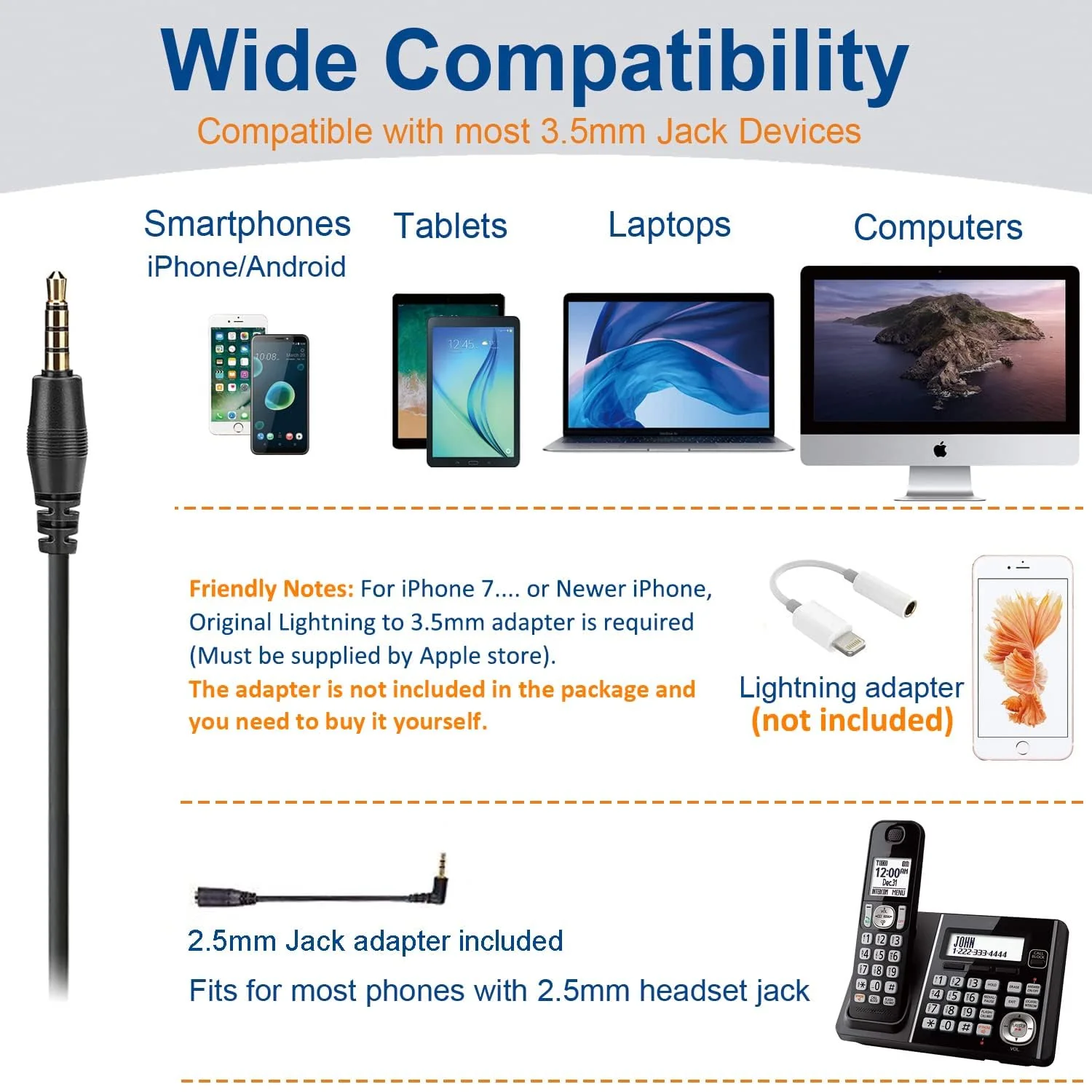 Cell Phone Headset with Microphone Noise Cancelling & Call Controls, 3.5mm Computer Headphones for Samsung PC Business Skype Softphone Call Center Office, Clear Chat, Ultra Comfort - Image 6