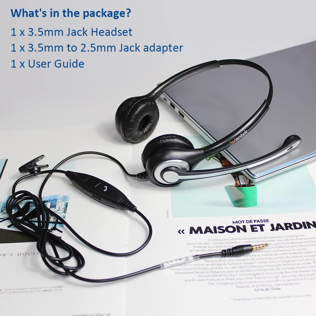 Cell Phone Headset with Microphone Noise Cancelling & Call Controls, 3.5mm Computer Headphones for Samsung PC Business Skype Softphone Call Center Office, Clear Chat, Ultra Comfort - Image 7