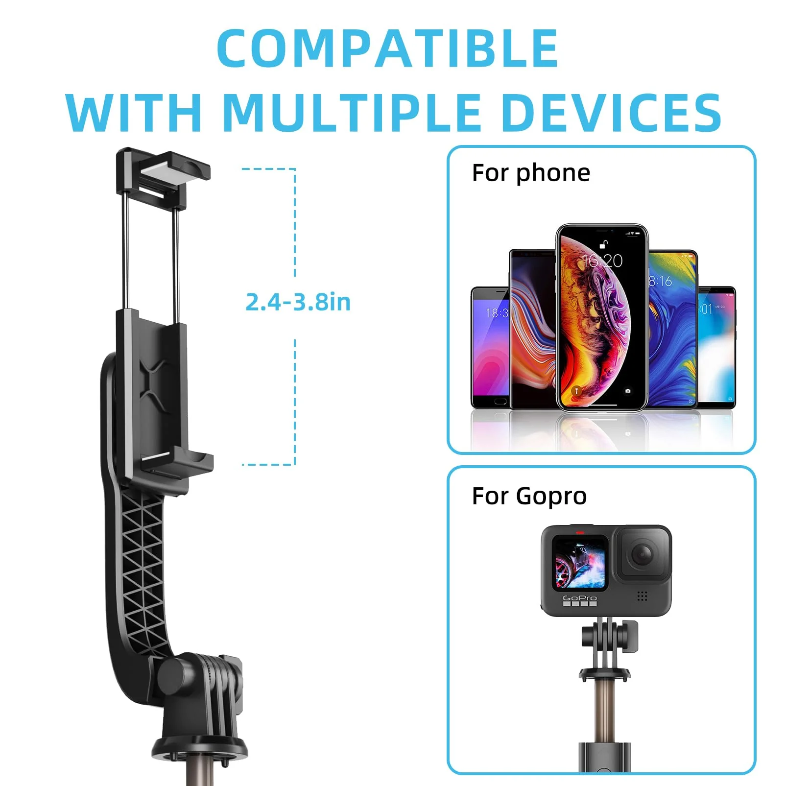 Cell Phone Selfie Stick Tripod, Retractable Selfie Stick Tripod with Wireless Remote Control, Live Streaming, Video Recording, for Photograph Compatible with iPhone, Android and More - Image 5