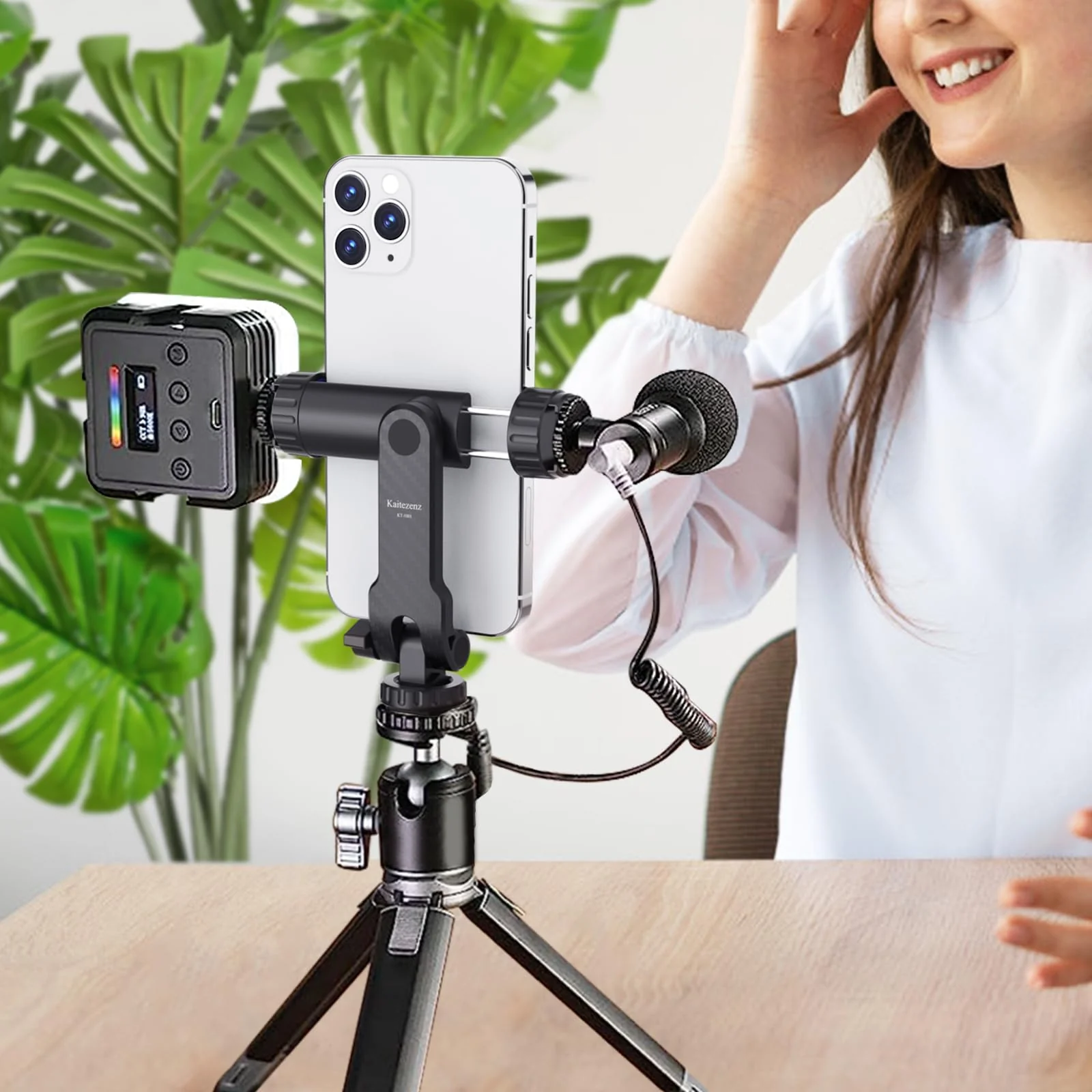 Cell Phone Tripod Mount, Universal Tripod Phone Mount with 2 Cold Shoes, 360° Rotates 180° Tilts Camera Hot Shoe Phone Mount Smartphone Tripod Holder Adapter for iPhone Samsung All Phone - Image 7