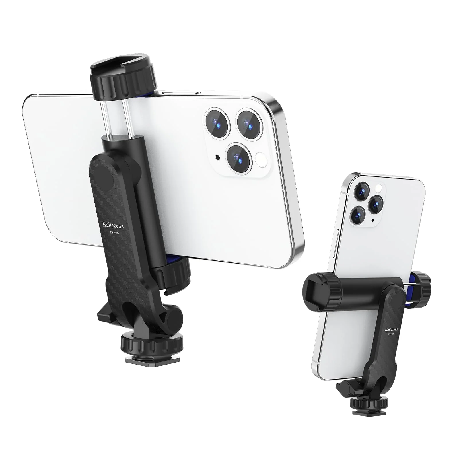 Cell Phone Tripod Mount, Universal Tripod Phone Mount with 2 Cold Shoes, 360° Rotates 180° Tilts Camera Hot Shoe Phone Mount Smartphone Tripod Holder Adapter for iPhone Samsung All Phone - Image 8