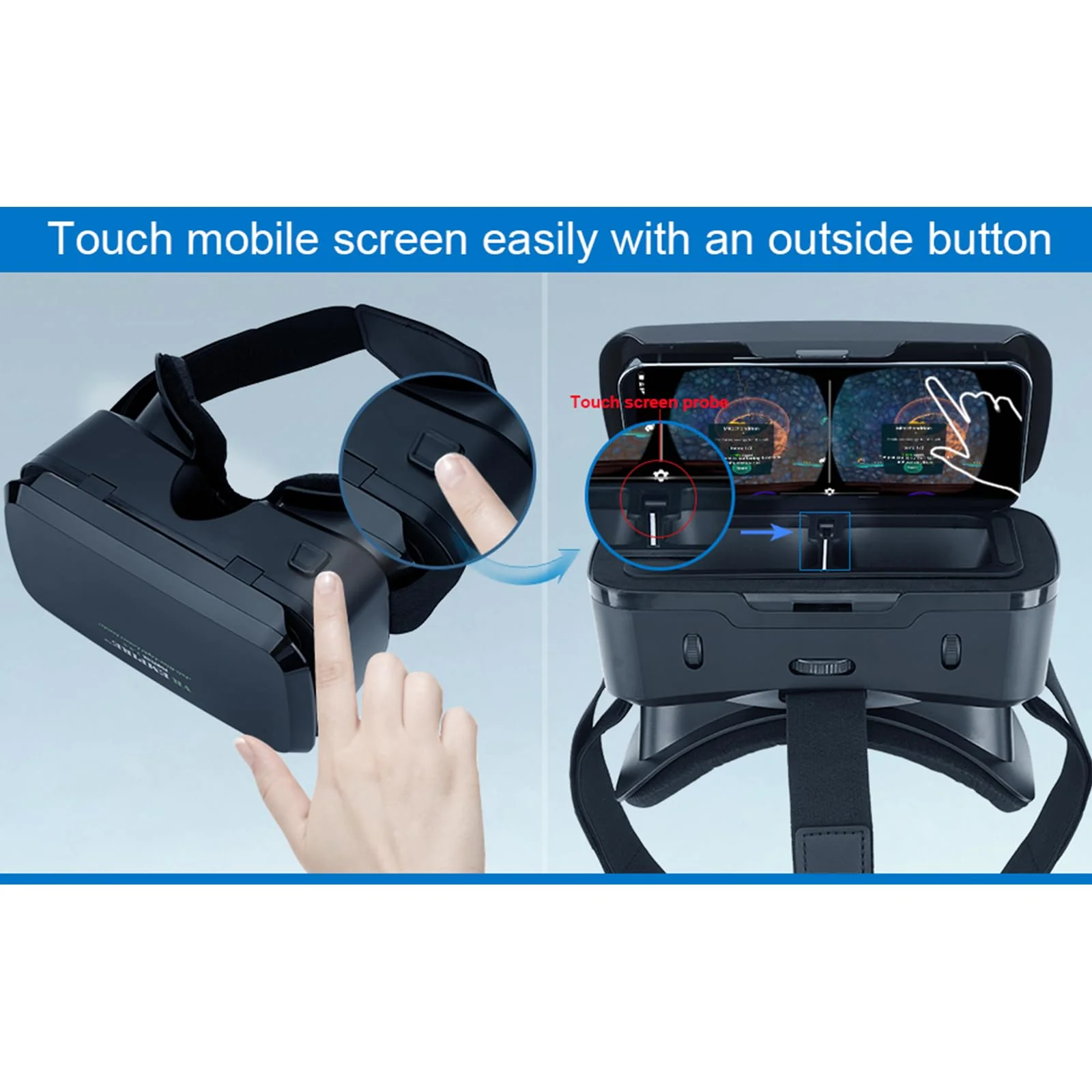 Cell Phone Virtual Reality headsets VR Headsets for Phone 3D Glasses Helmets VR Goggles for TV Movies Video Games Compatible to iOS Android Support 4.7” to 7.3” Mobile Screen with Controller (BR95) BR95_1 - Image 2