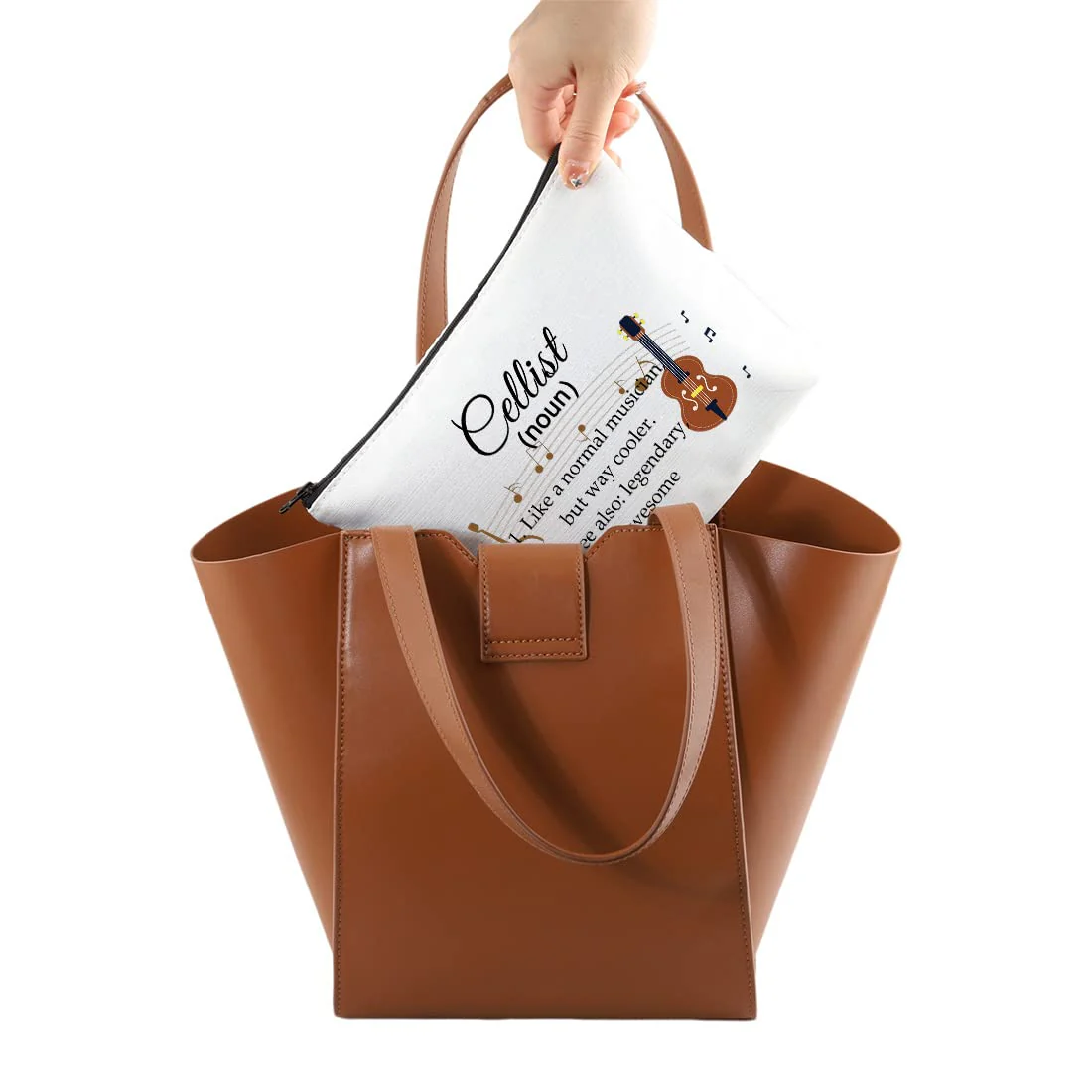 Cellist Gifts Cosmetic Makeup Bag Cello Players Gifts for Cello Lovers Recital Gift for Cellist Definition Travel Zipper Bag (White) White - Image 6