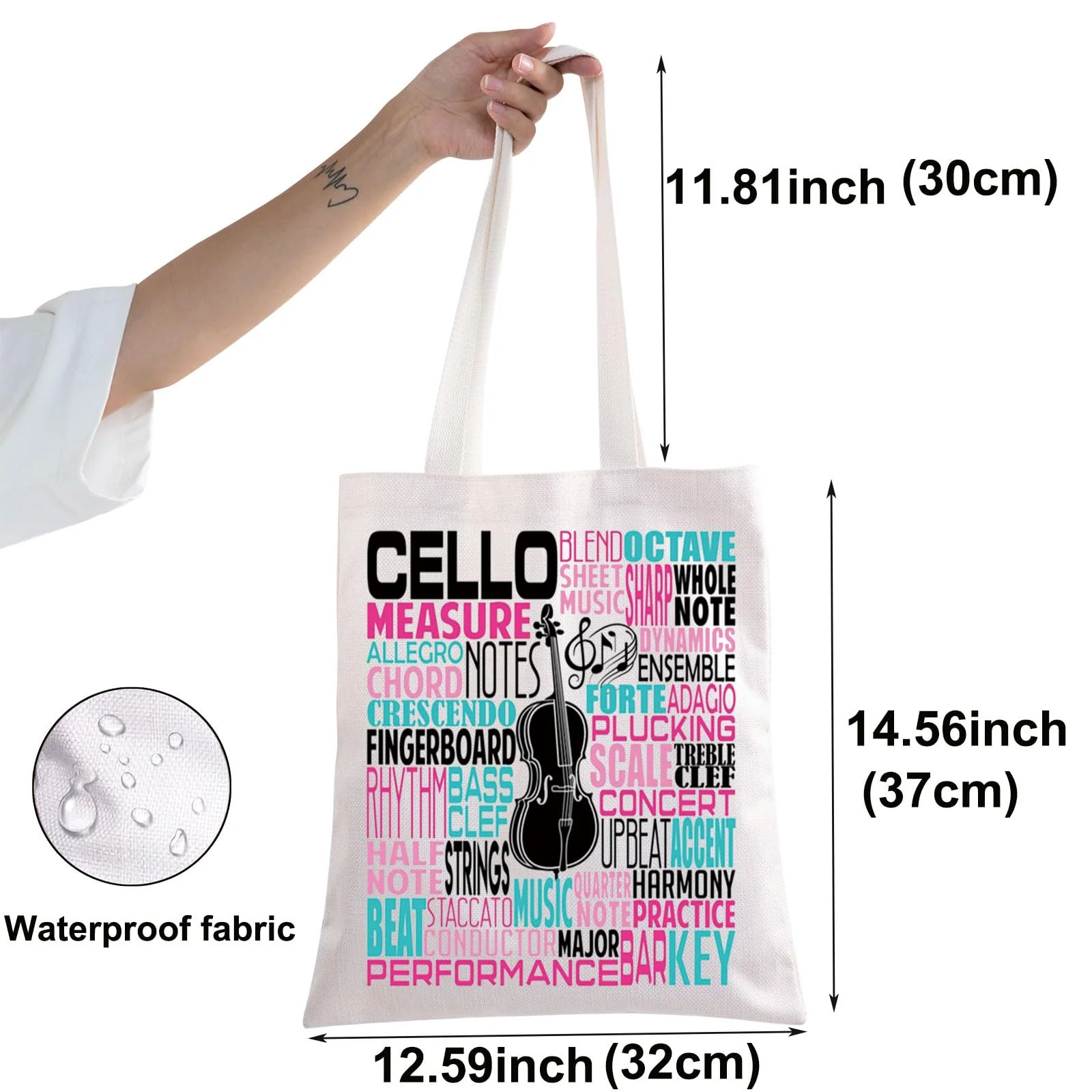 Cello Canvas Tote Bag Cellist Gifts Cello Players Shoulder Bag Cellist Musician Gifts Cello Tg - Image 2