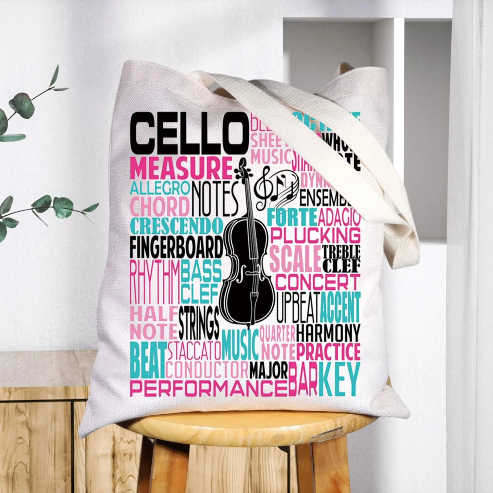 Cello Canvas Tote Bag Cellist Gifts Cello Players Shoulder Bag Cellist Musician Gifts Cello Tg - Image 5