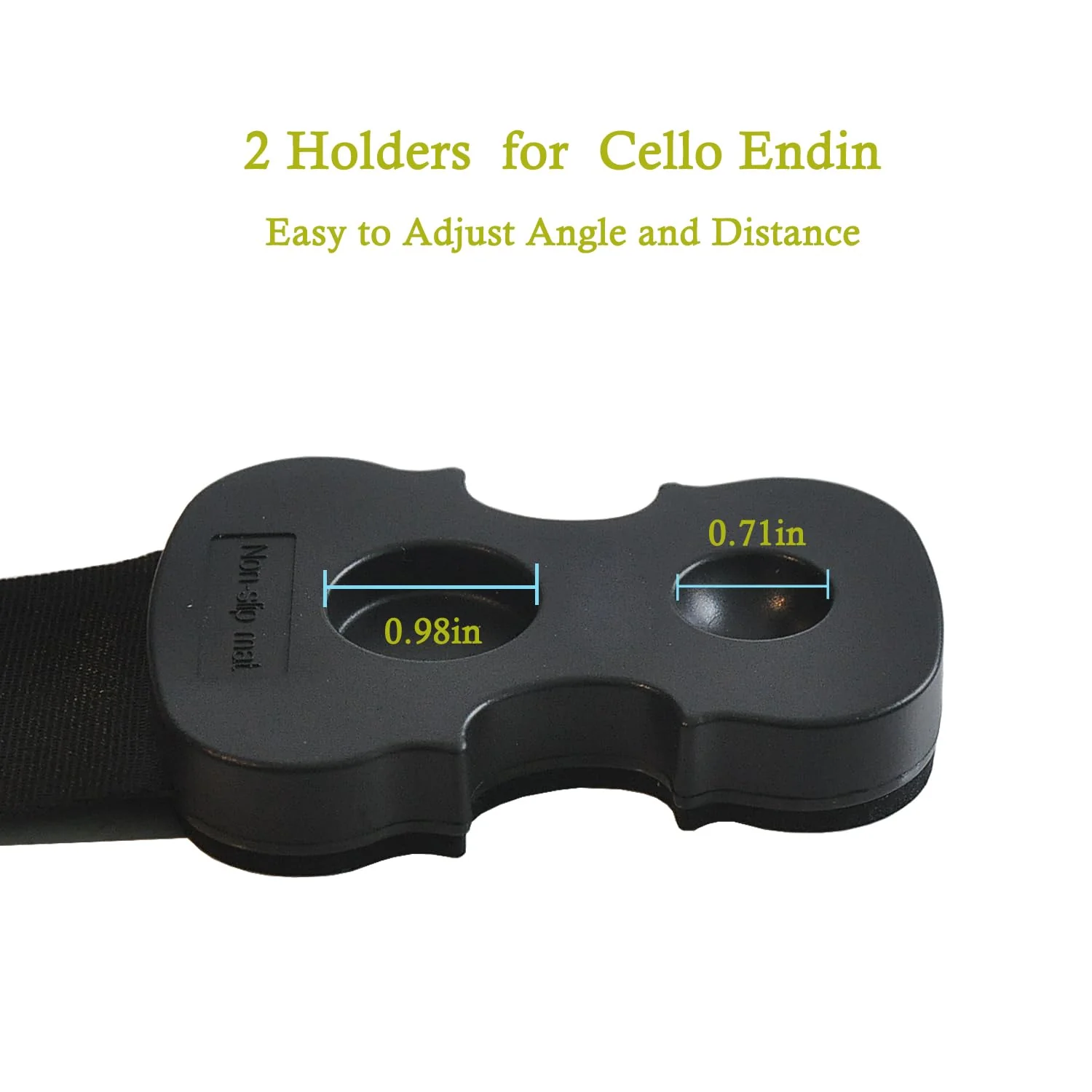 Cello Endpin Stopper Strap Anchor Rest Non-Slip with 2 Holes Adjustable Chair Strap Thick Sponge Padding for Cello Playing or Practice (Black) Black - Image 3