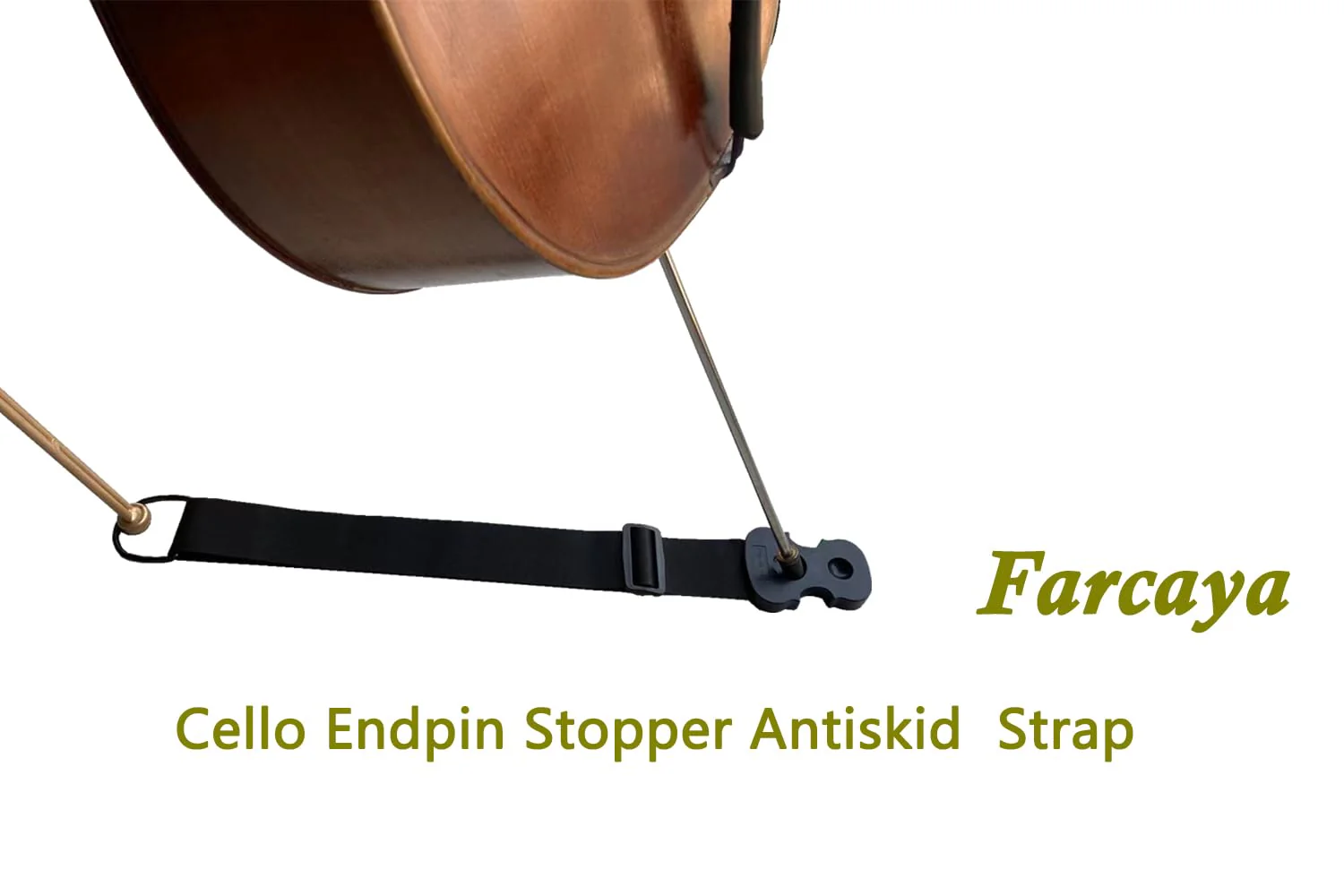 Cello Endpin Stopper Strap Anchor Rest Non-Slip with 2 Holes Adjustable Chair Strap Thick Sponge Padding for Cello Playing or Practice (Black) Black - Image 6