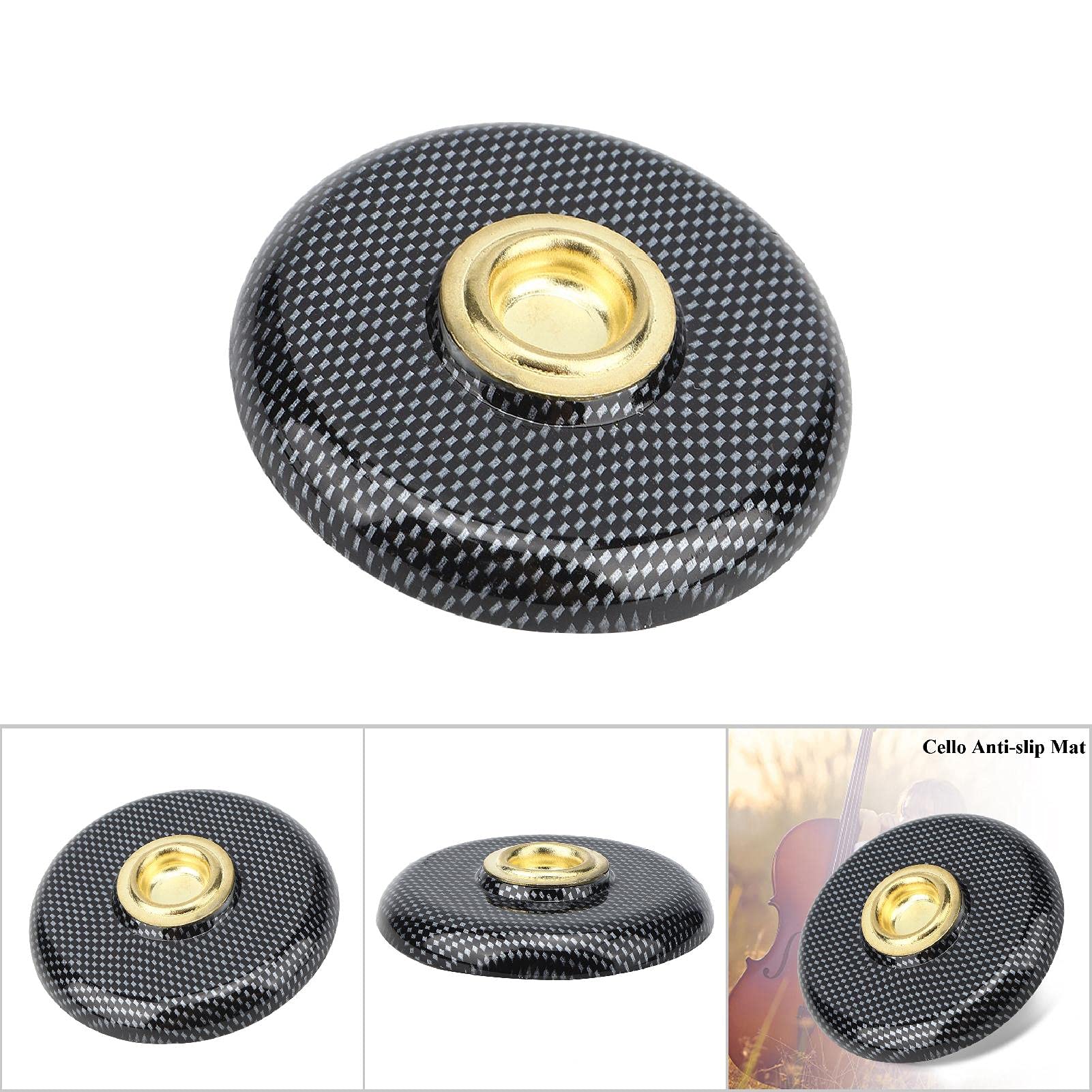Cello Rest, Rock Stop Cello Endpin Rest Stopper - Anti-Slip Anchor Pad with Hole for Spike Floor Protector(Black) Black - Image 2