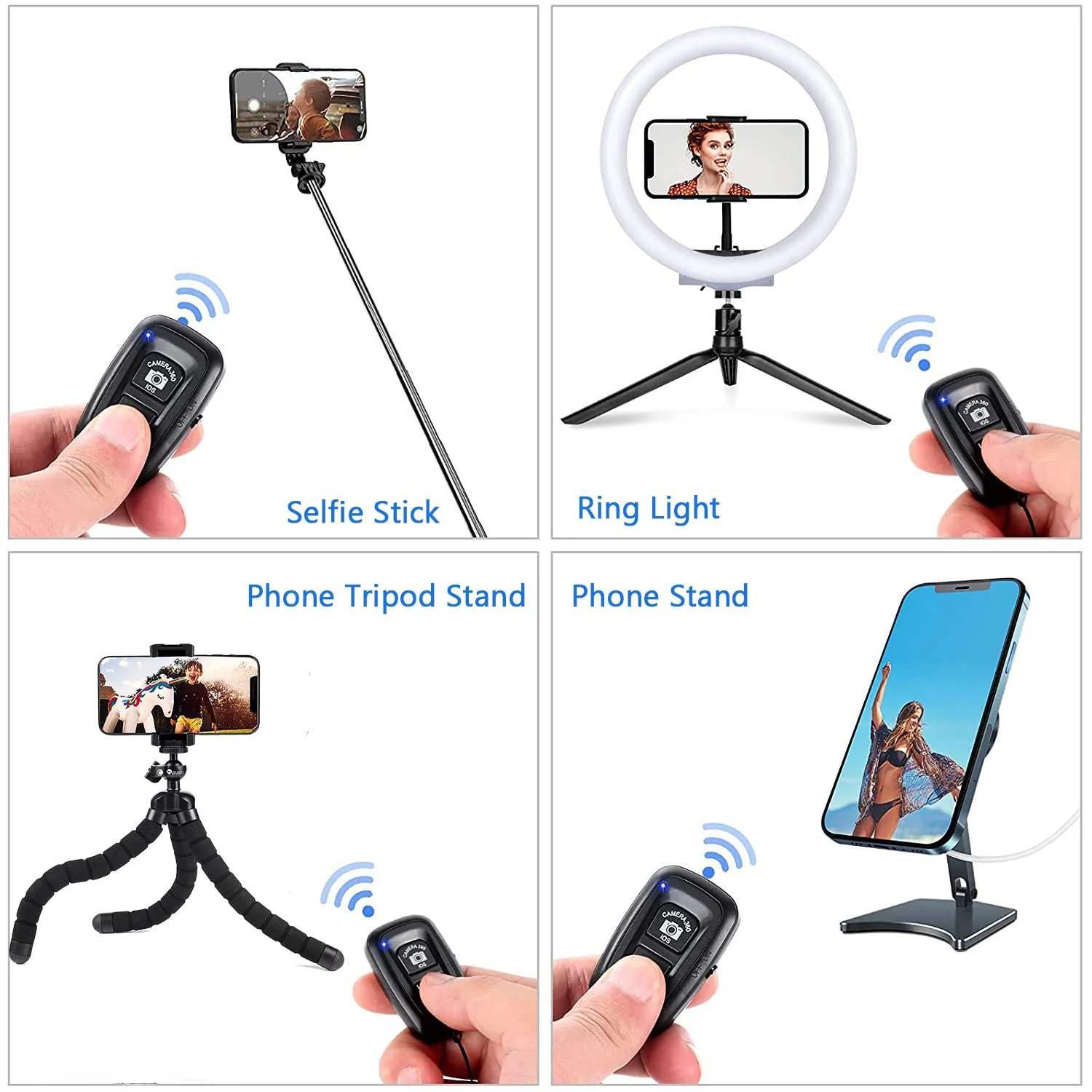 Cellphone Clicker, Camera Remote Control(2 Pack) for Photos & Videos, Wireless Camera Remote Shutter Compatible with iPhone/Android Phone/iPad/Tablets with Adjustable Wrist Strap Black-Black - Image 7