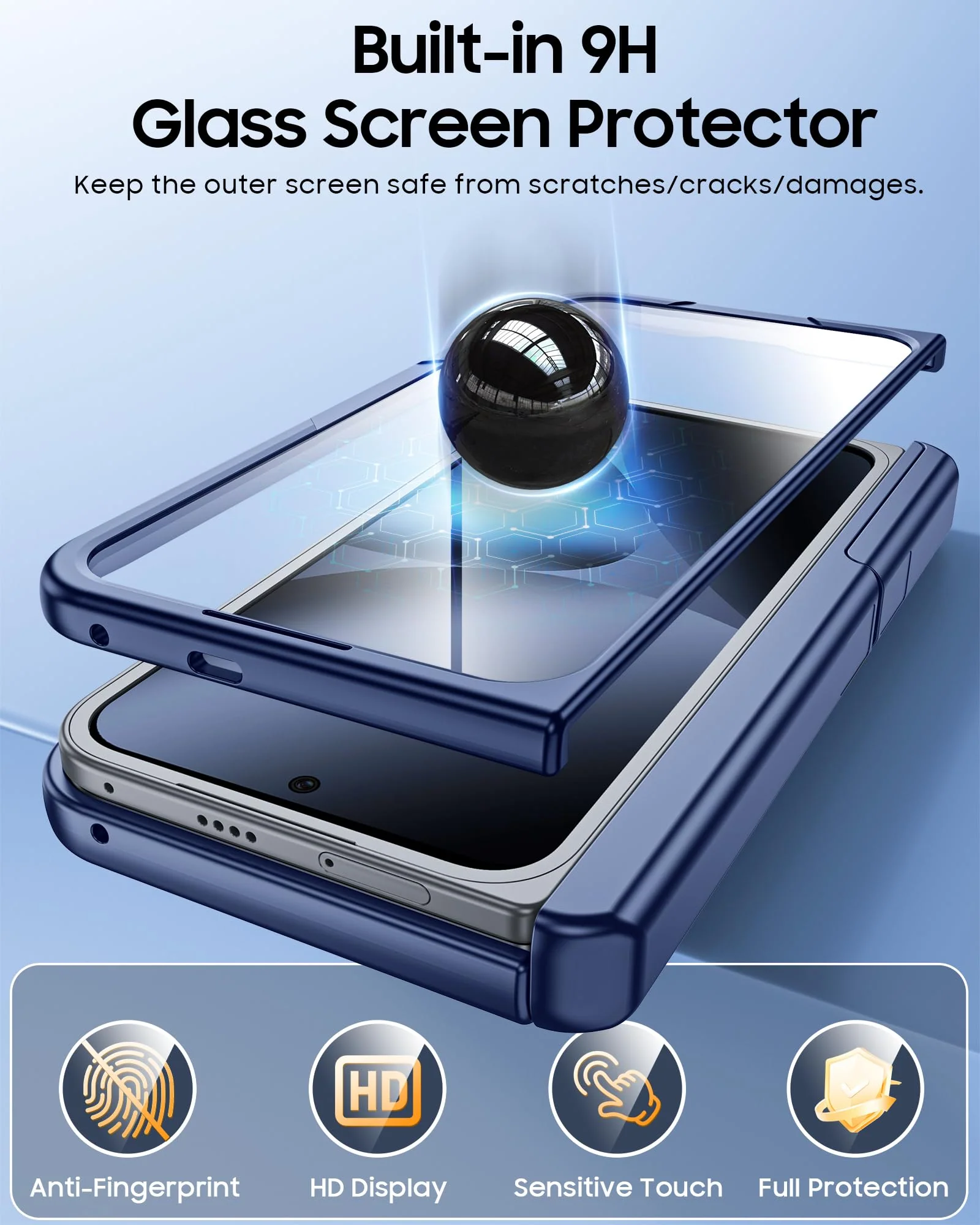 CENMASO for Google Pixel 10 Pro Fold Case with Card Holder [RFID Blocking] Camera Cover, Hinge Protection, Dual Hidden Kickstand, Screen Protector, Shockproof Phone Case for Pixel 10 Pro Fold (Blue) Blue-wallet - Image 6