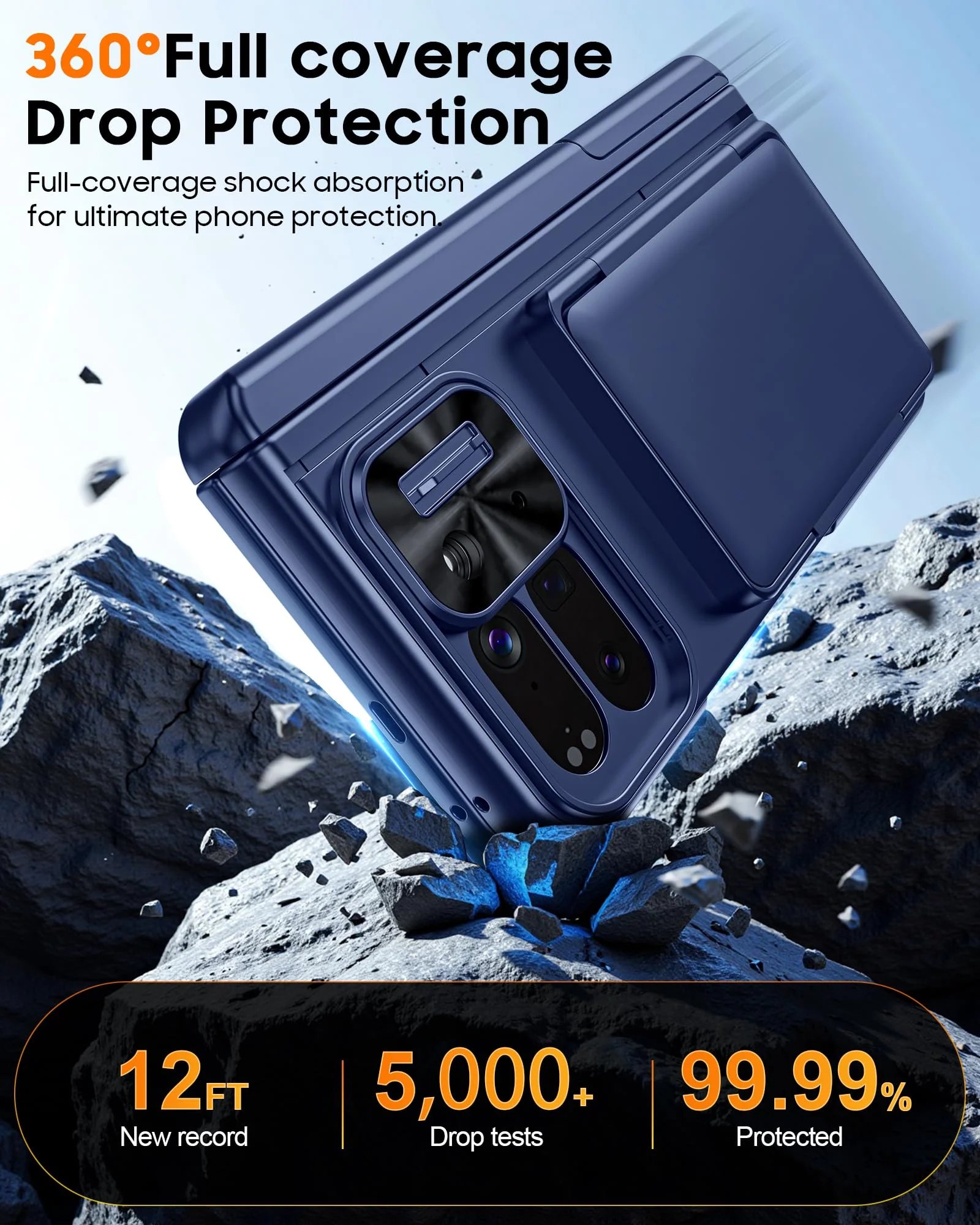 CENMASO for Google Pixel 10 Pro Fold Case with Card Holder [RFID Blocking] Camera Cover, Hinge Protection, Dual Hidden Kickstand, Screen Protector, Shockproof Phone Case for Pixel 10 Pro Fold (Blue) Blue-wallet - Image 7