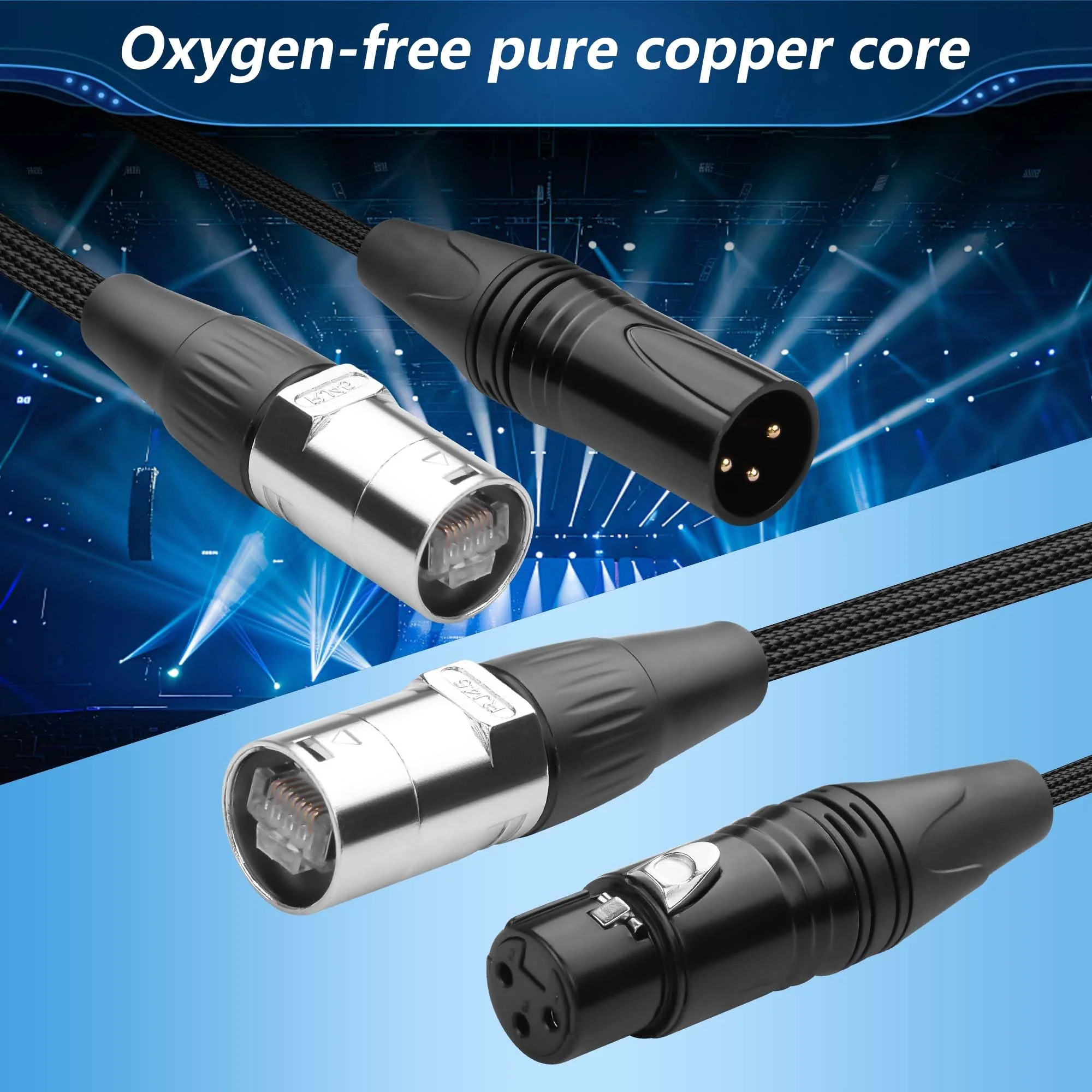 CERRXIAN 6.5FT RJ45/XLR Cable,CAT6 RJ45 Ethernet LAN Male to Male Cable + XLR 3-Pin Male to Female Network Audio Cable - Image 4