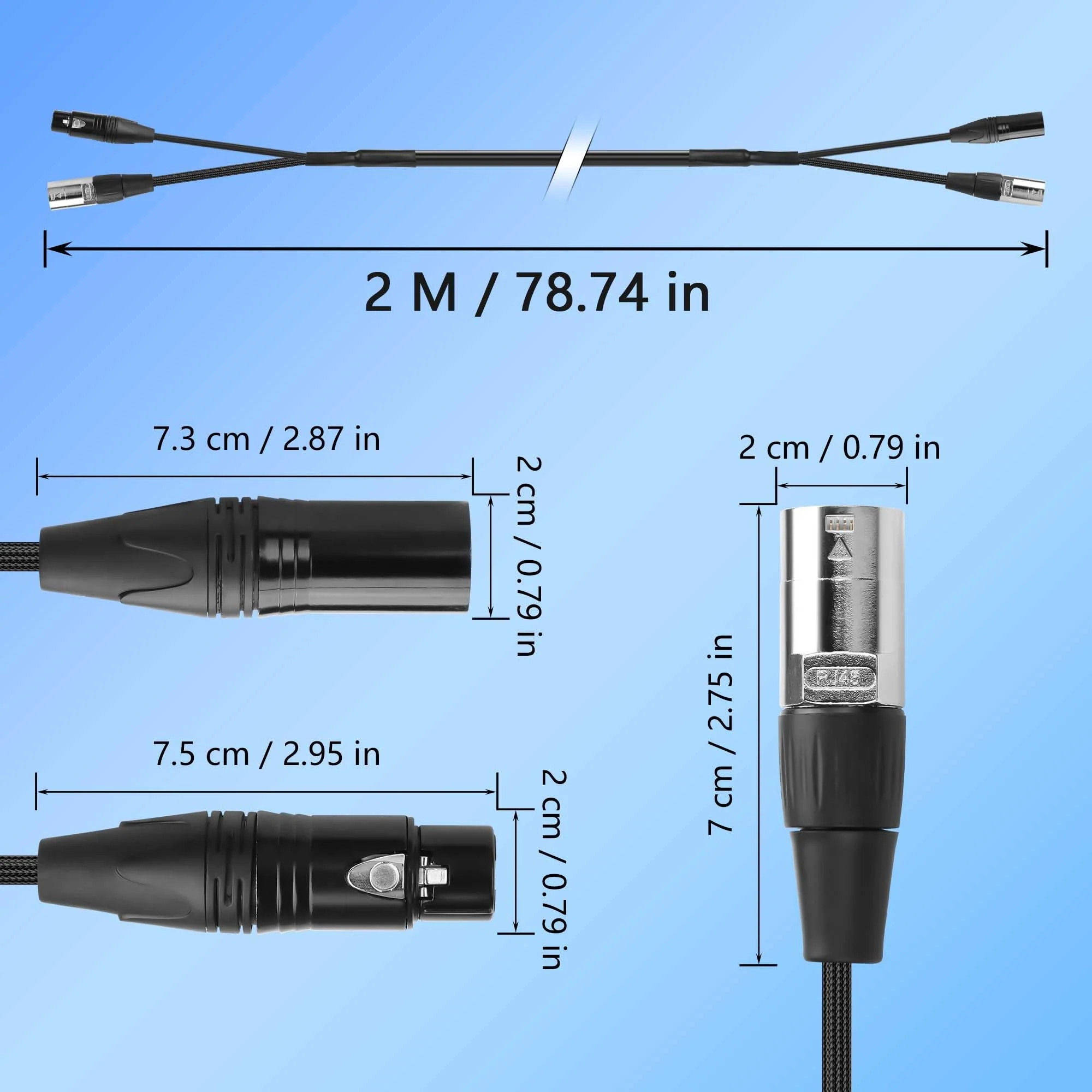 CERRXIAN 6.5FT RJ45/XLR Cable,CAT6 RJ45 Ethernet LAN Male to Male Cable + XLR 3-Pin Male to Female Network Audio Cable - Image 7