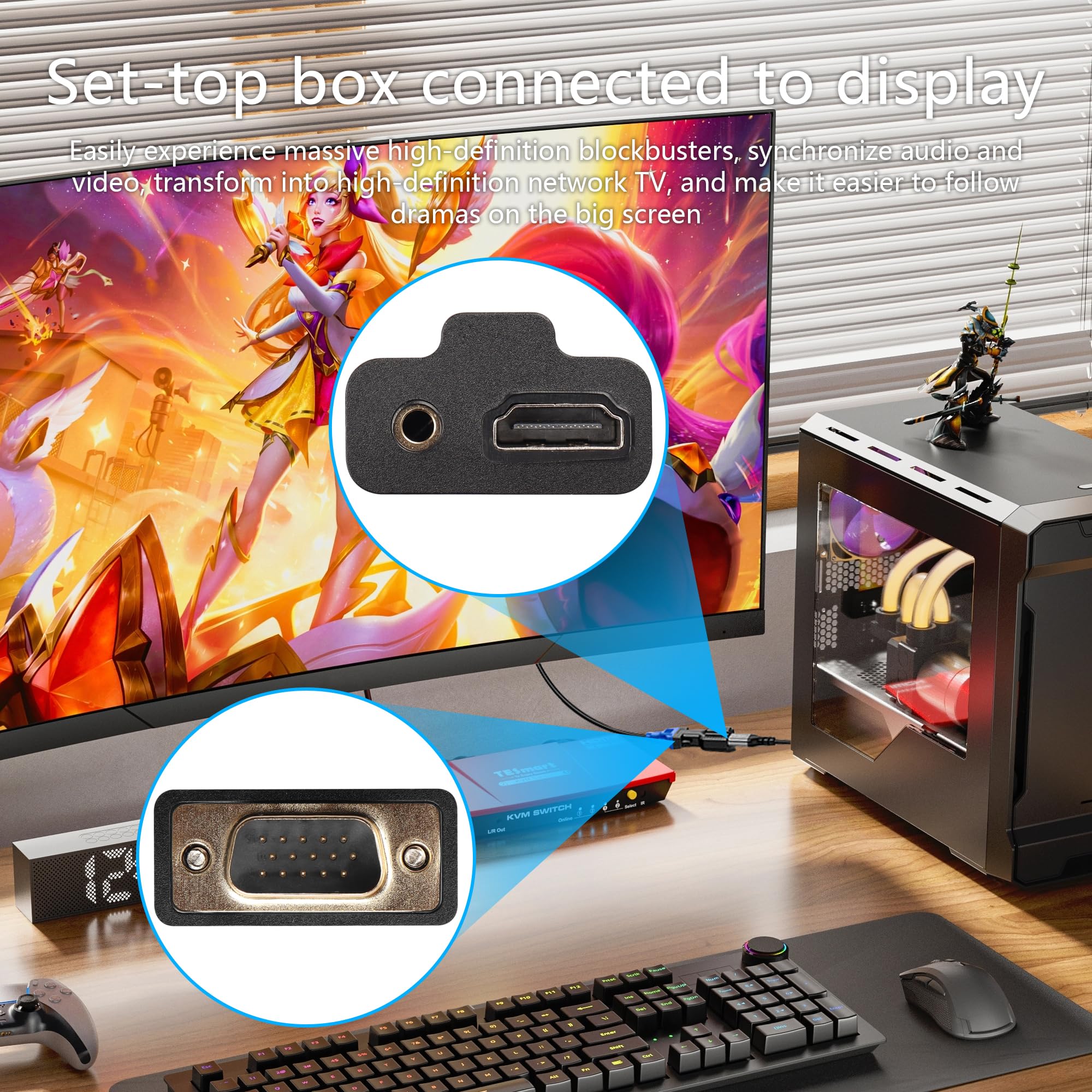 CERRXIAN HDMI to VGA Adapter with 3.5mm Audio Jack Cable,Gold Plated HDMI to VGA 1080P@60Hz Digital Video Converter Cable for Desktop,Laptop,Projector, Monitor, HDTV - Image 3