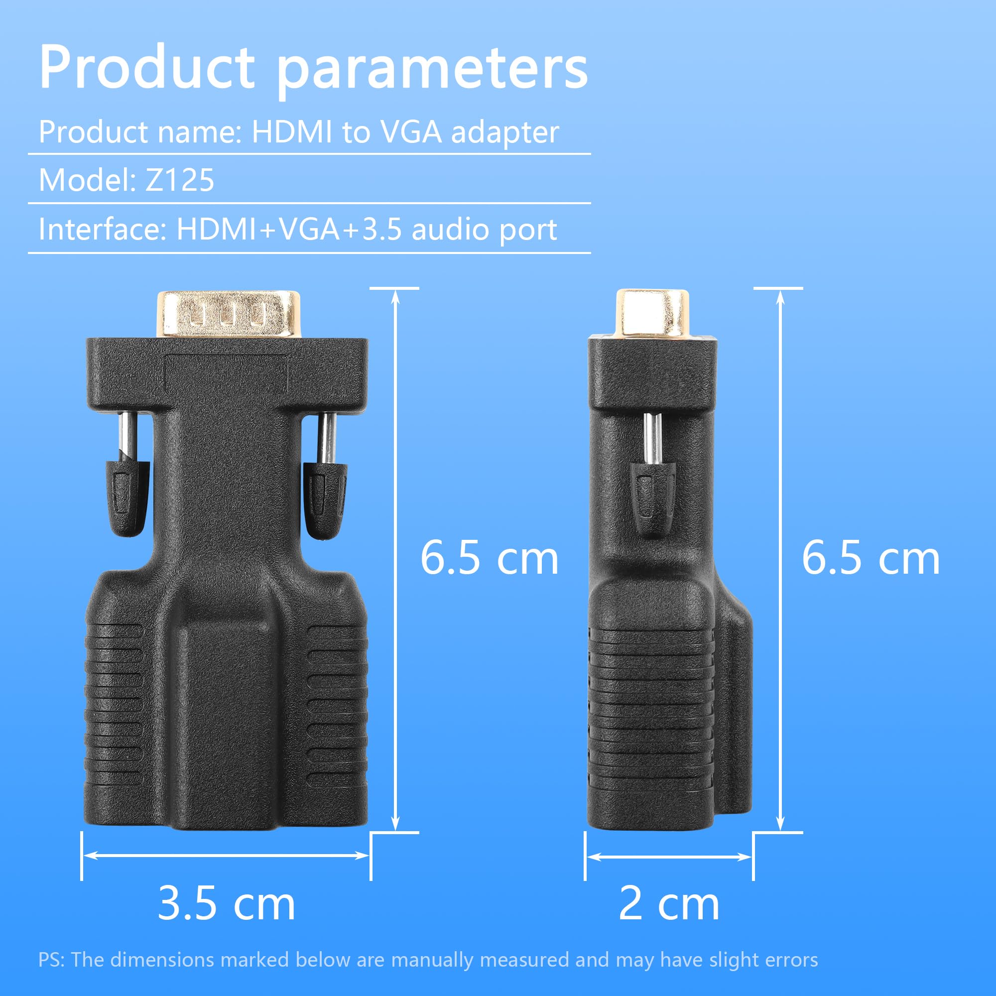 CERRXIAN HDMI to VGA Adapter with 3.5mm Audio Jack Cable,Gold Plated HDMI to VGA 1080P@60Hz Digital Video Converter Cable for Desktop,Laptop,Projector, Monitor, HDTV - Image 7