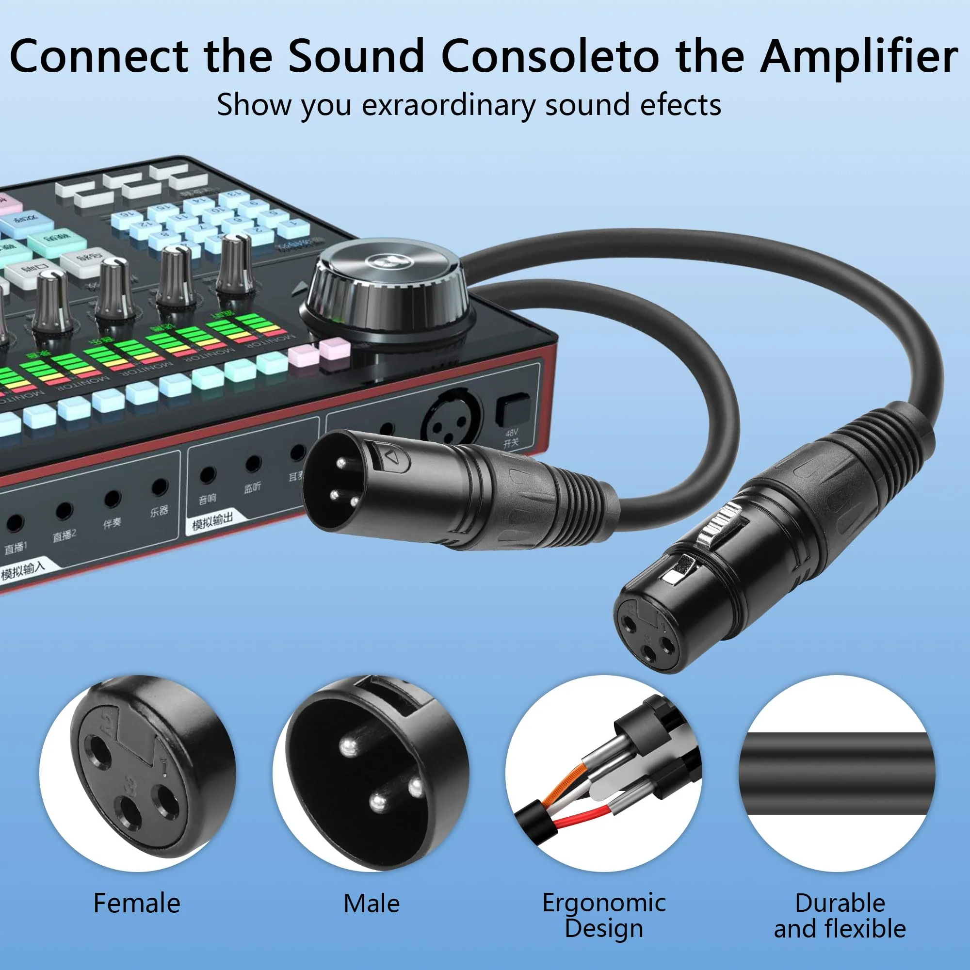 CERRXIAN XLR Microphone Coiled Cable, XLR to XLR Male to Female Cable, Balanced XLR Cable 8 Feet, Oxygen-Free Copper Mic Cables, XLR Speaker Cables - Black (Straight Male XLR to Straight Female) Straight Male XLR to Straight Female - Image 5