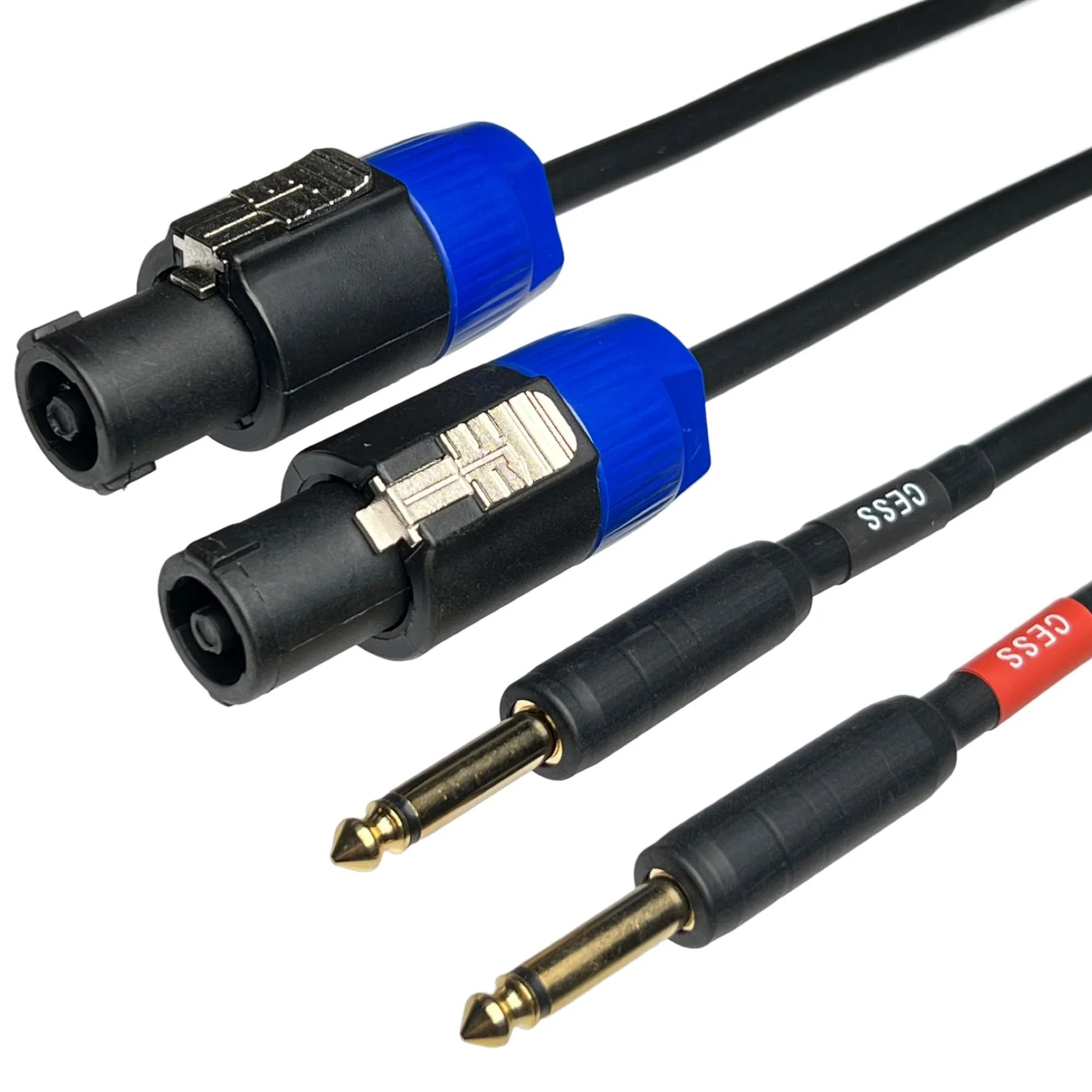 CESS-118-3f Speakon Plug to 1/4 TS Plug 12AWG OFC Speaker Wire, 2 Cables (3 Feet) - Image 4