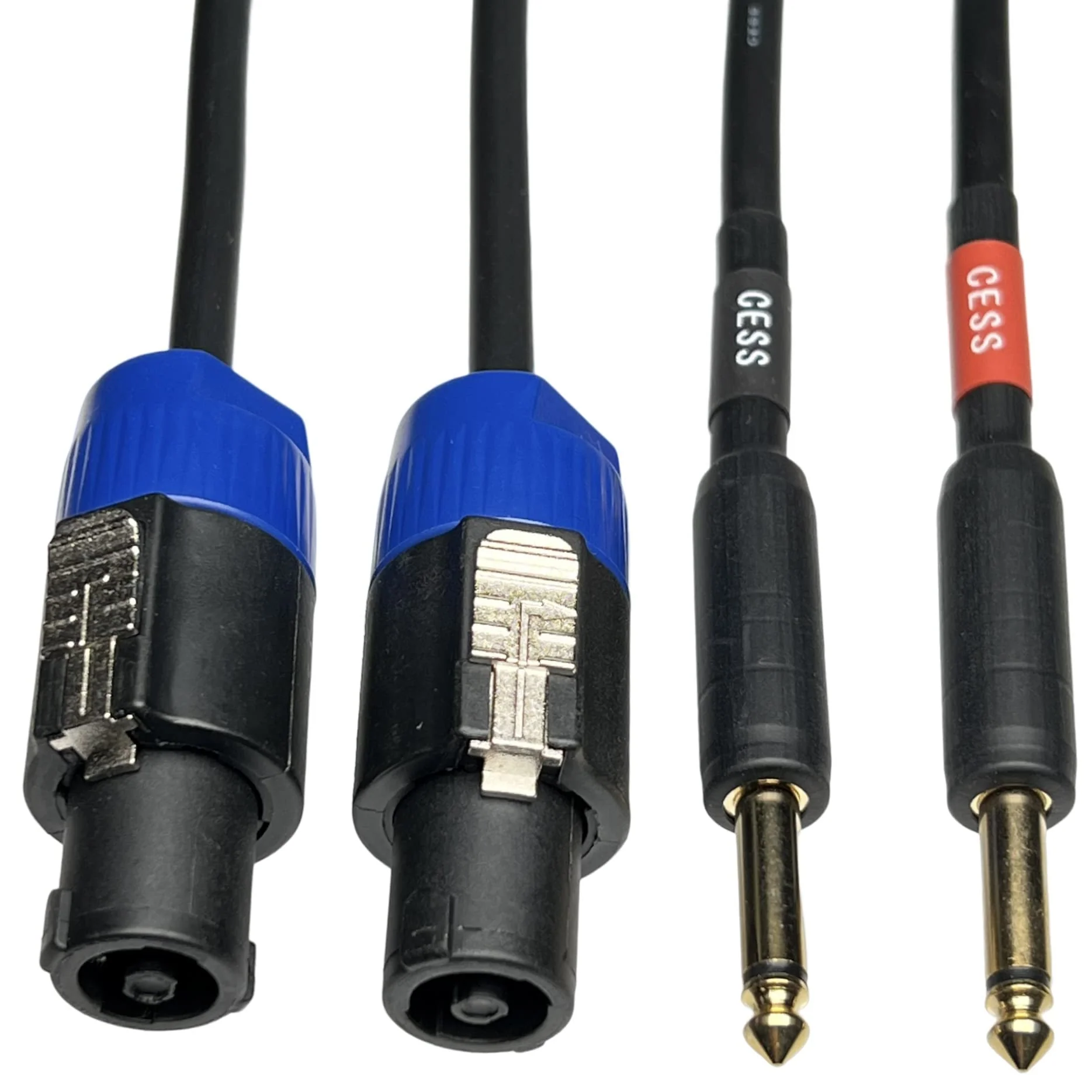 CESS-118-3f Speakon Plug to 1/4 TS Plug 12AWG OFC Speaker Wire, 2 Cables (3 Feet) - Image 5