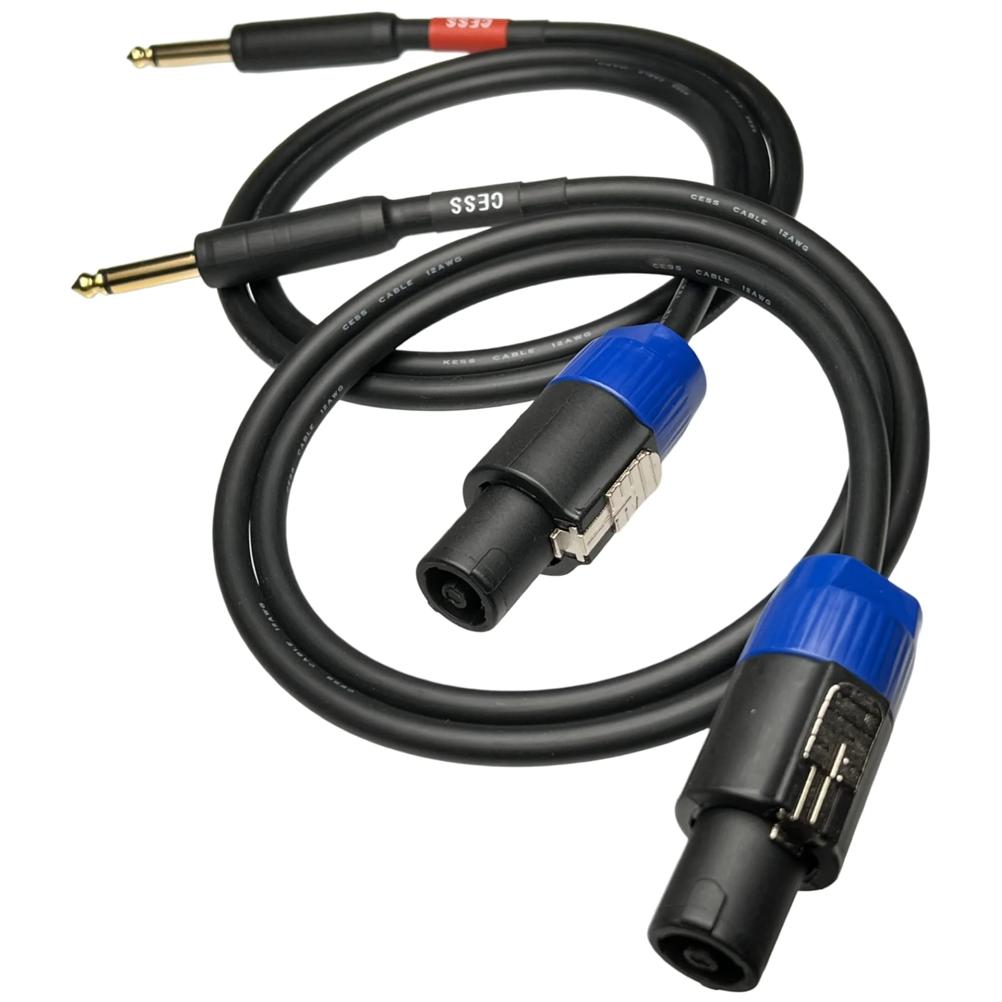 CESS-118-3f Speakon Plug to 1/4 TS Plug 12AWG OFC Speaker Wire, 2 Cables (3 Feet) - Image 6