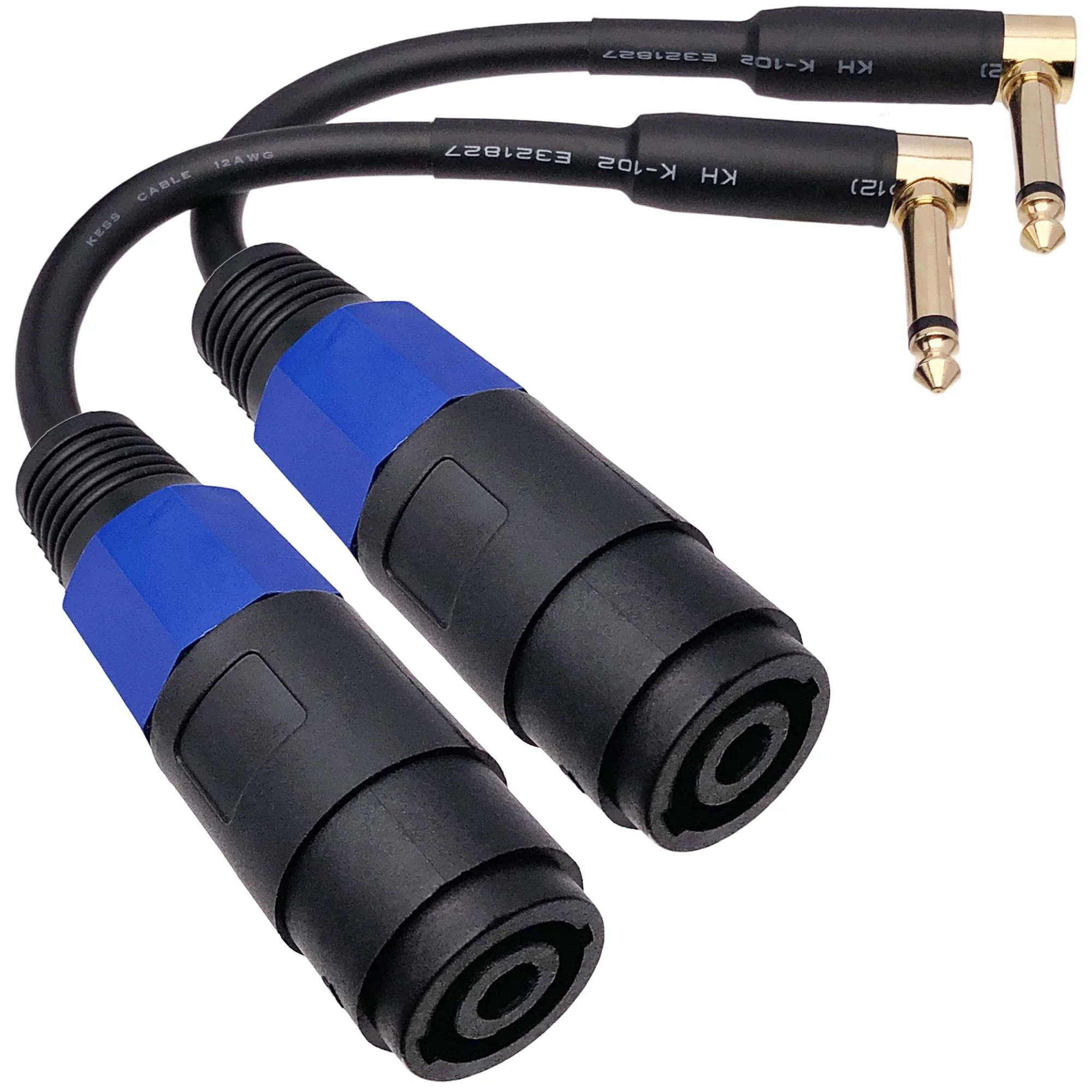 CESS-144 Speakon Female Connector to 1/4" Male TS Speaker Cable - Speak-on Jack to 1/4 TS Plug (Right-Angle Plug) (Pack of 2) Right-angle Plug (Pack of 2) - Image 2