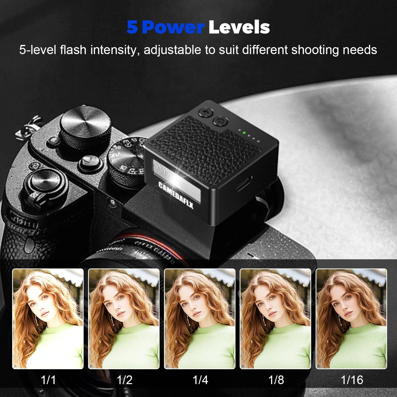 CF2 Mini Camera Flash-Aluminum Hot Shoe Flash,GN10,5 Power Levels Manual Camera Flash for Sony ZV1/Ricoh GR3/Fuji/Canon/Nikon/Mini Flash for Film Camera DSLR(Black). - Image 5