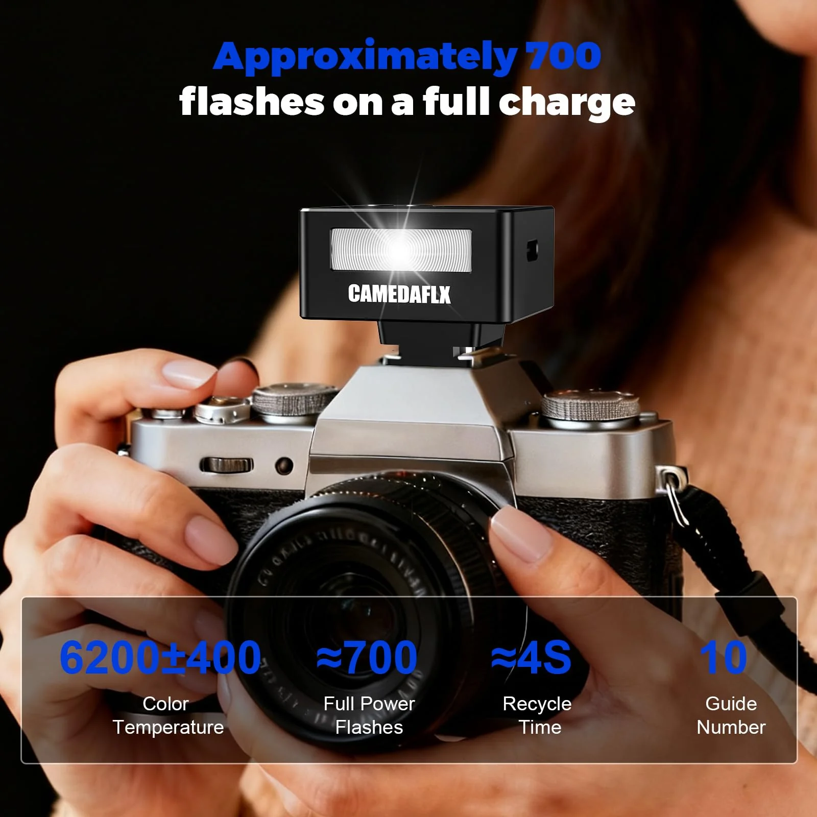 CF2 Mini Camera Flash-Aluminum Hot Shoe Flash,GN10,5 Power Levels Manual Camera Flash for Sony ZV1/Ricoh GR3/Fuji/Canon/Nikon/Mini Flash for Film Camera DSLR(Black). - Image 6