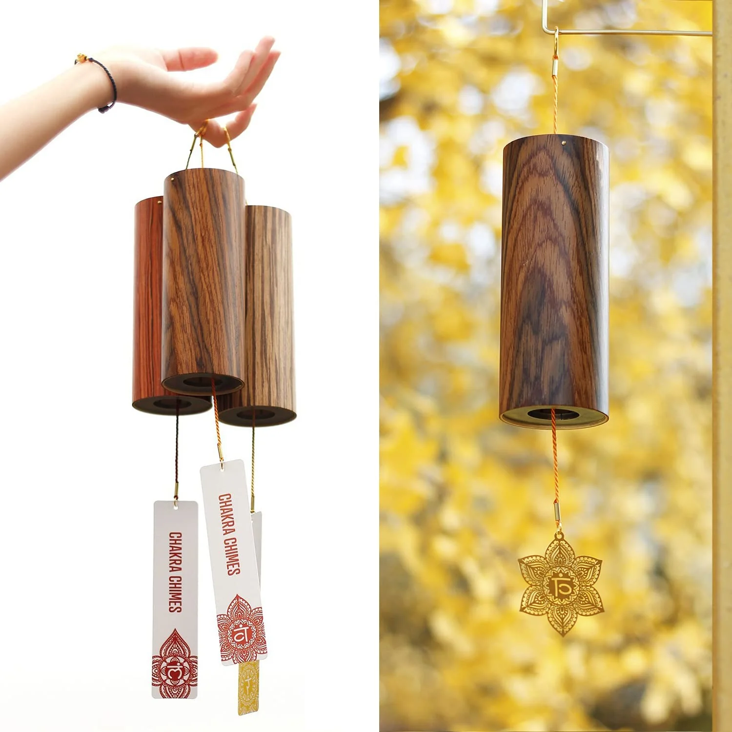 Chakra Chimes Natural Bamboo Wind Chimes Meditation Chord Windchime Wind Bell for Home Decoration Zen Mindfulness Sacral Chakra - Image 2