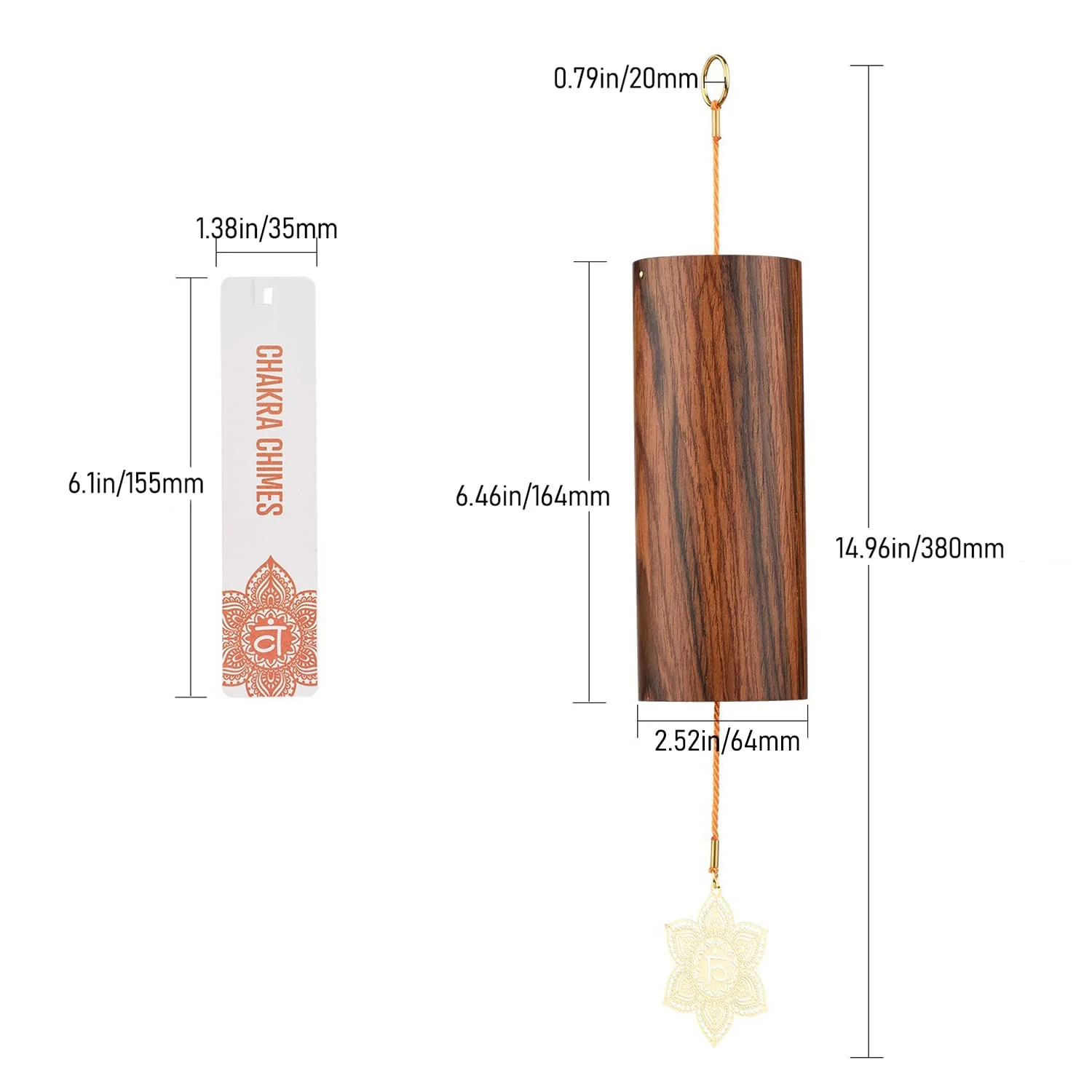 Chakra Chimes Natural Bamboo Wind Chimes Meditation Chord Windchime Wind Bell for Home Decoration Zen Mindfulness Sacral Chakra - Image 3