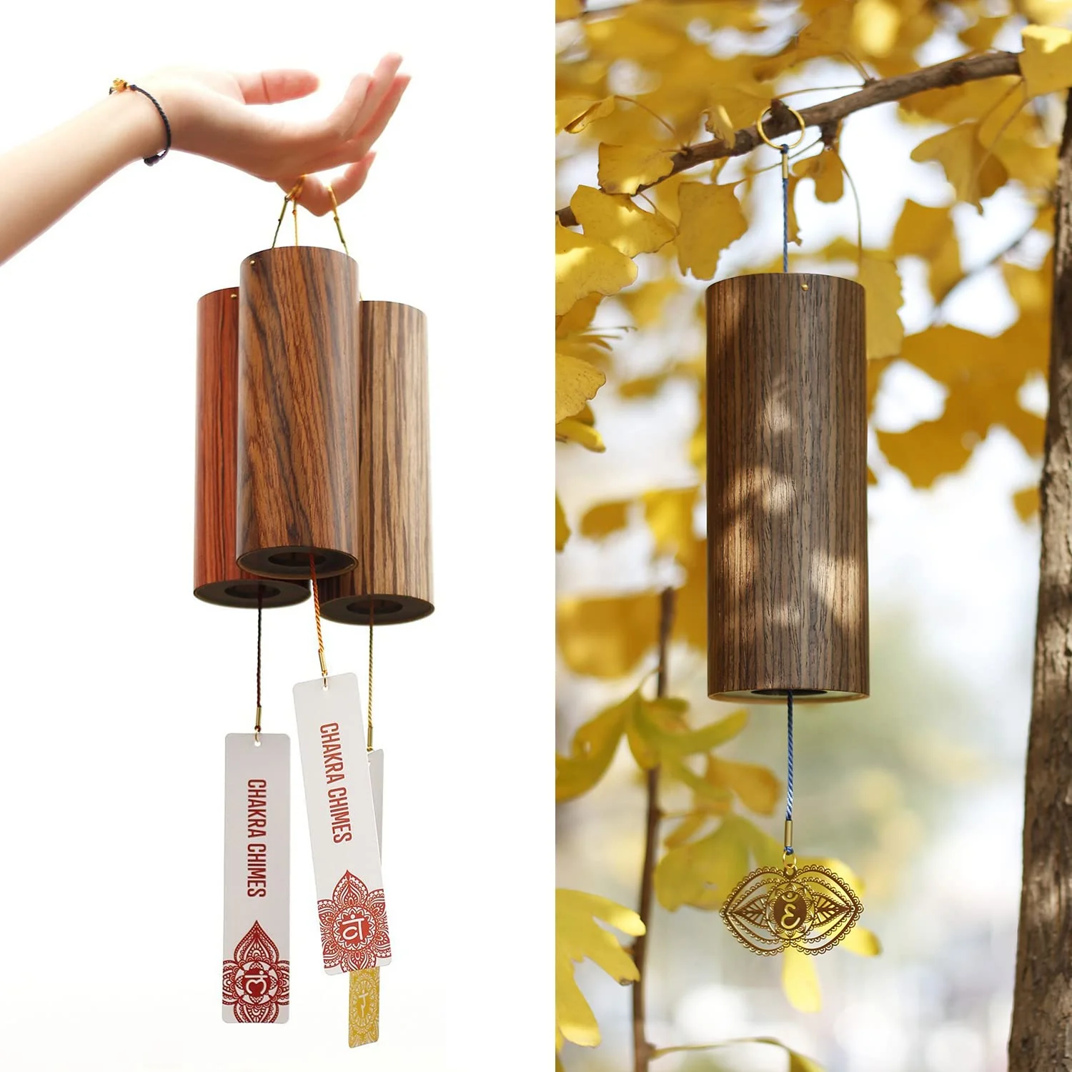 Chakra Chimes Natural Bamboo Wind Chimes Meditation Chord Windchime Wind Bell for Home Decoration Zen Mindfulness Third Eye Chakra - Image 2