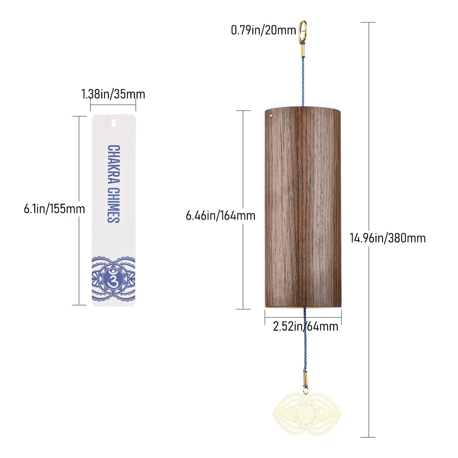 Chakra Chimes Natural Bamboo Wind Chimes Meditation Chord Windchime Wind Bell for Home Decoration Zen Mindfulness Third Eye Chakra - Image 3