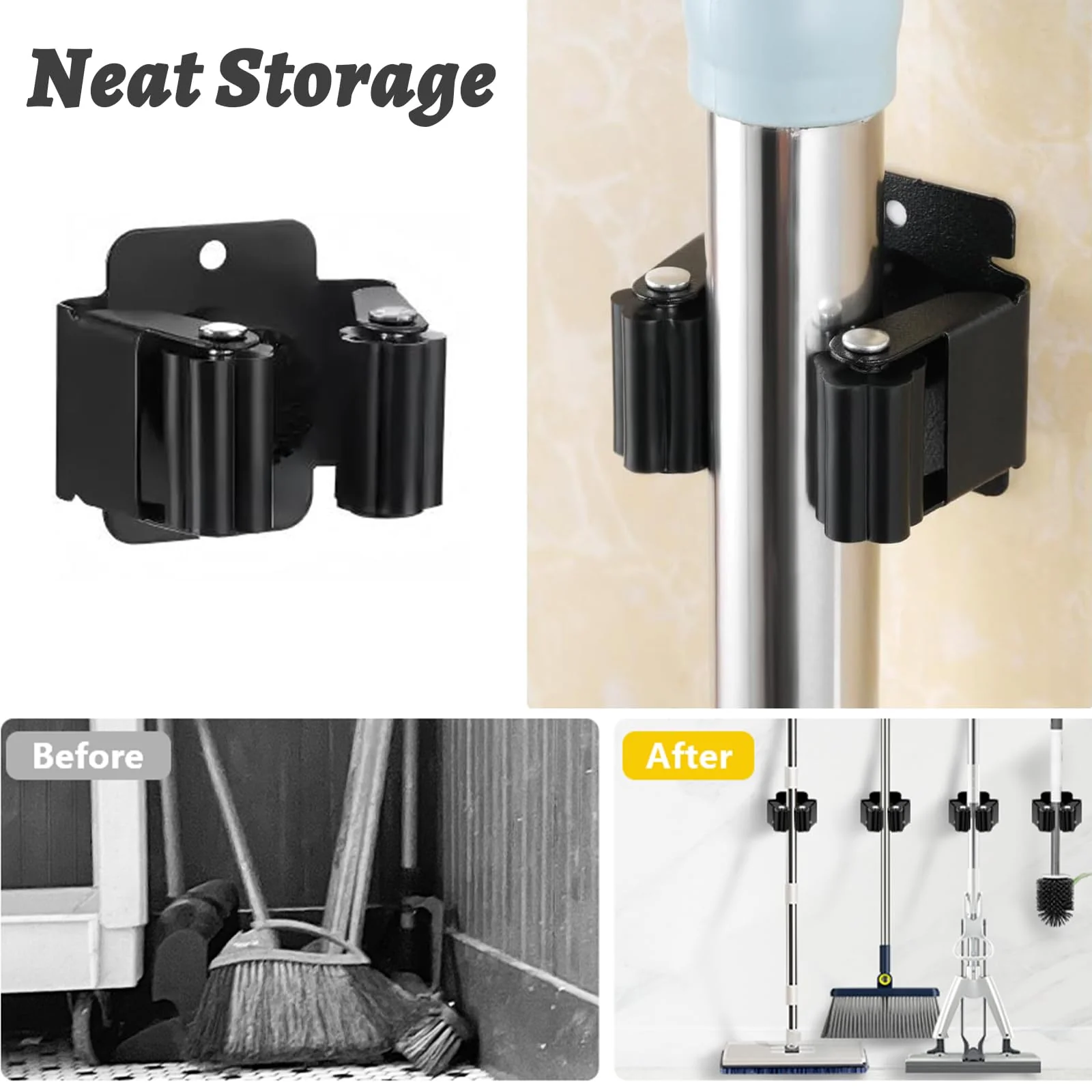 ChaneeHann Set of 10 Tool Holder Set, Broom Holder Wall, Garden Tool Holder, Broom Holder with Mounting Material, Garden Tool Holder Wall Mount for Mop, Broom, Shovel, Tools - Image 3