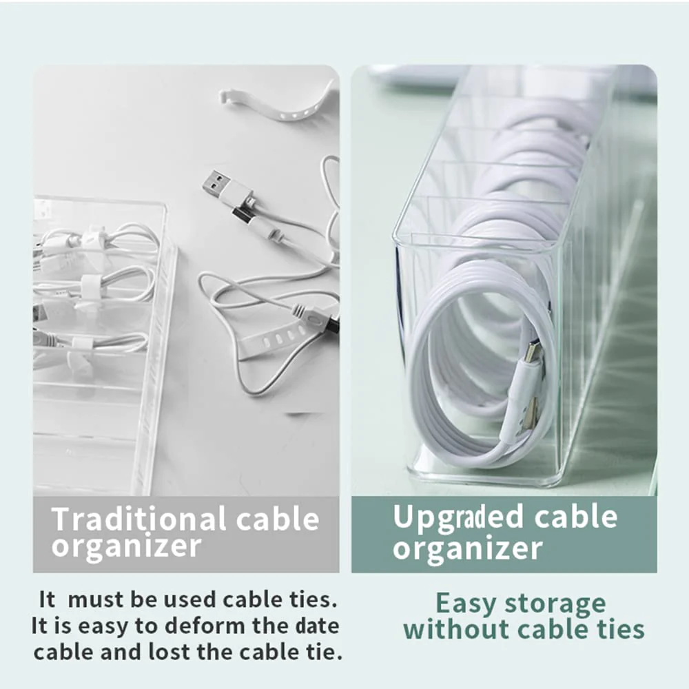 Charger Cable Cord Storage Organizer - Easy Storage Without Cable Ties - Desk Drawer Accessories Organizers - 1 Pack (With Lid) - Image 2