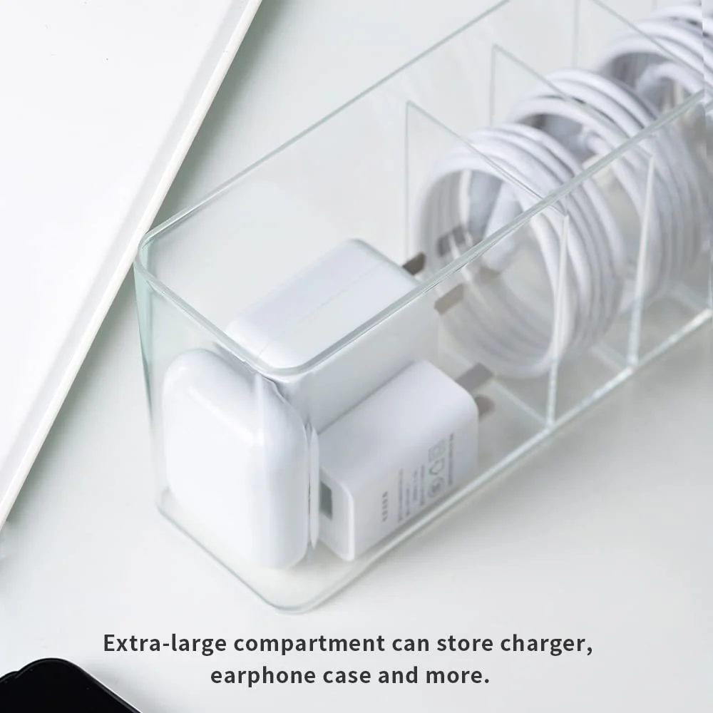 Charger Cable Cord Storage Organizer - Easy Storage Without Cable Ties - Desk Drawer Accessories Organizers - 1 Pack (With Lid) - Image 4