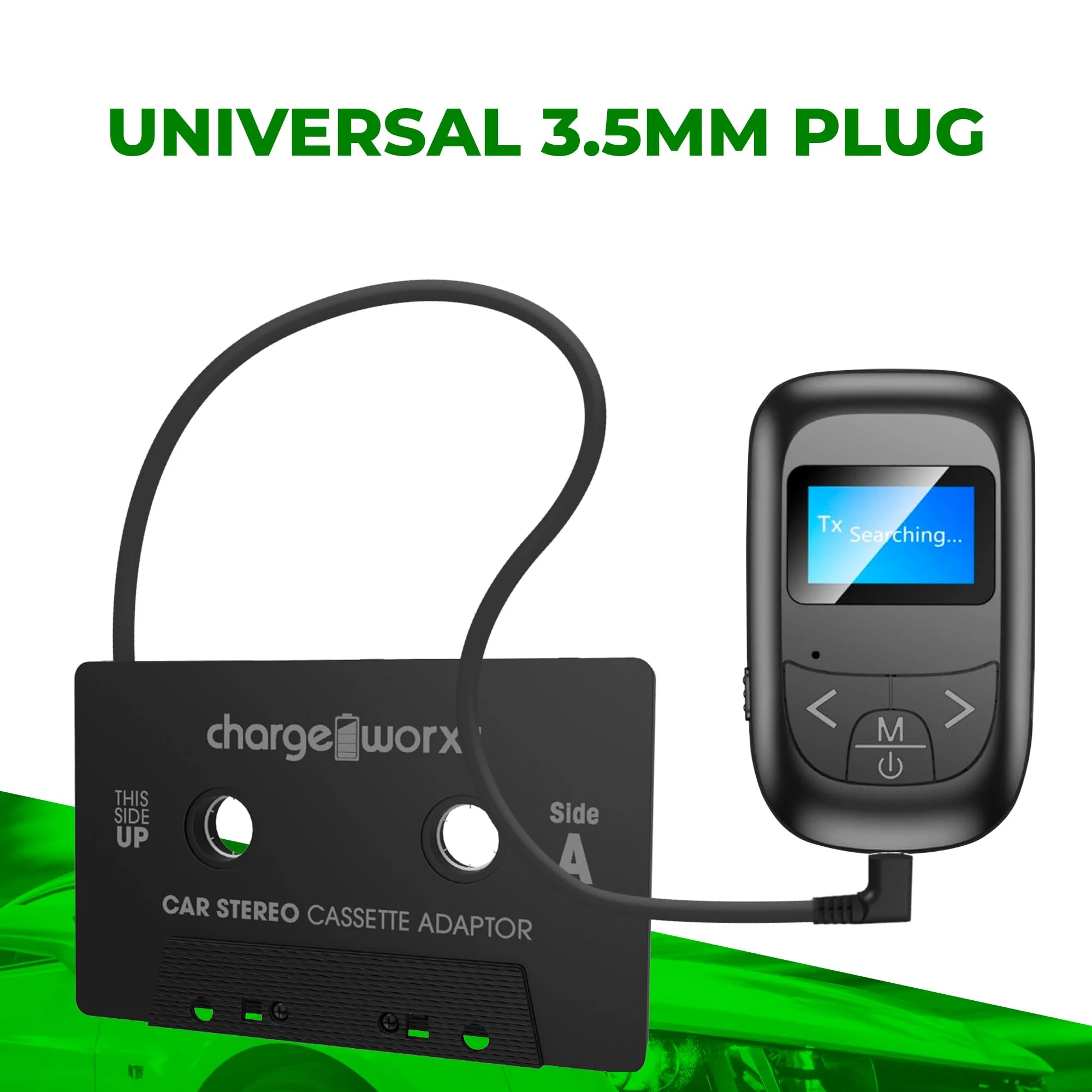 Chargeworx Car Cassette Adapter to 3.5mm Aux Plug|Connects Aux-Cord Compatible Smartphones, iPads, Laptops, CD Players to Tape Players|Stream Music, Audiobooks through Car Speakers Using Cassette Deck - Image 3